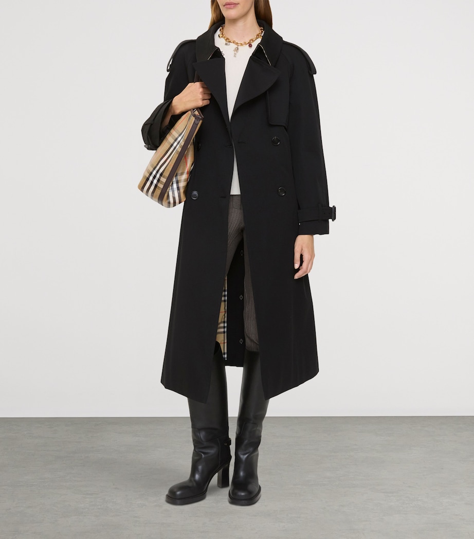 Burberry Womens Long Gabardine Fitzrovia Trench Coat Black Image 4