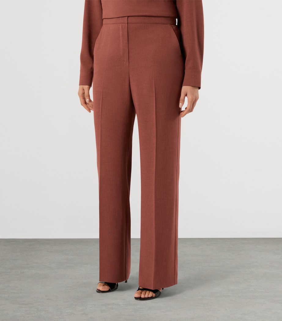 Marina Rinaldi Womens Pleated Tailored Trousers Brick Red Image 3