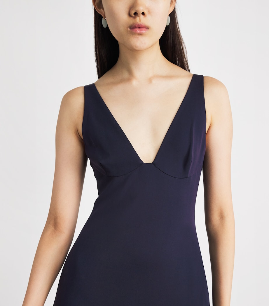Stella McCartney Womens Georgette Ruffled Asymmetric Gown Ink Image 3