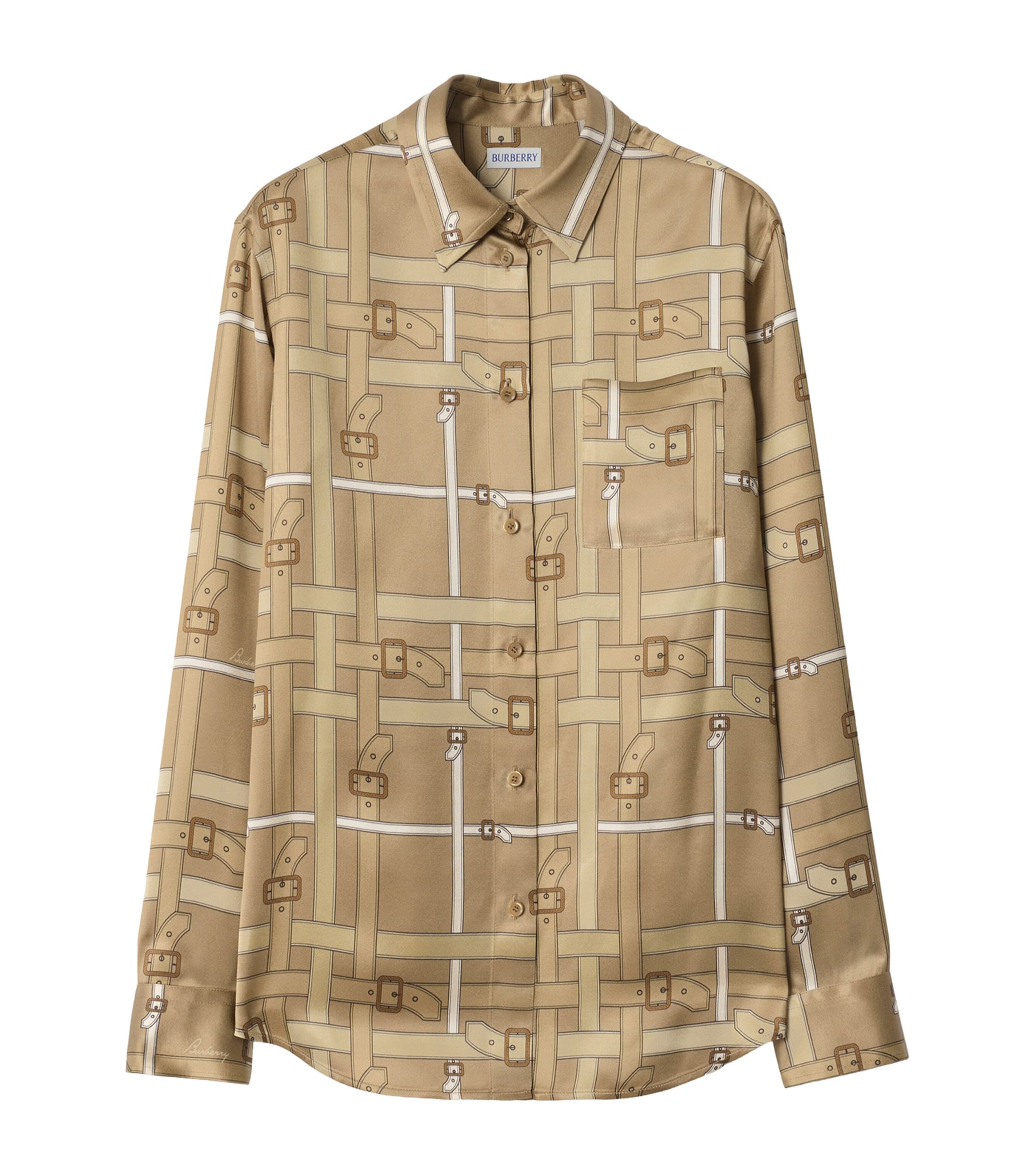 Satin Belt Check Shirt FINCH BEIGE Image 1