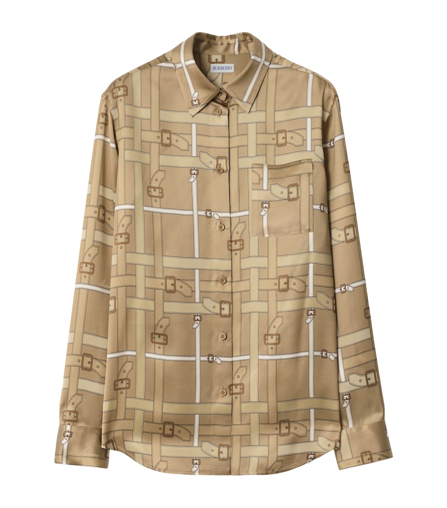 Satin Belt Check Shirt FINCH BEIGE Image 1