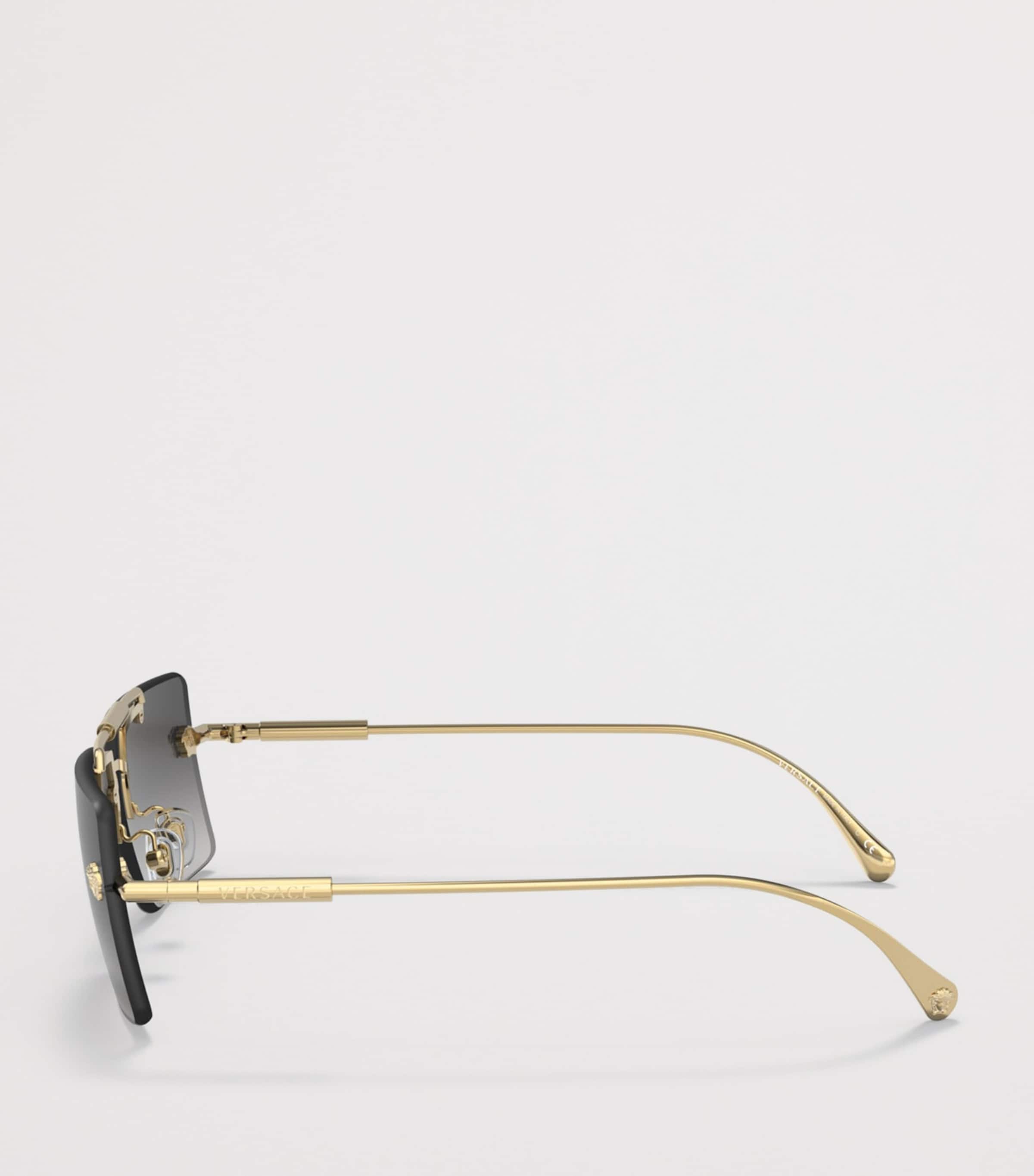 Versace Rimless Rectangle Sunglasses Gold Image 3