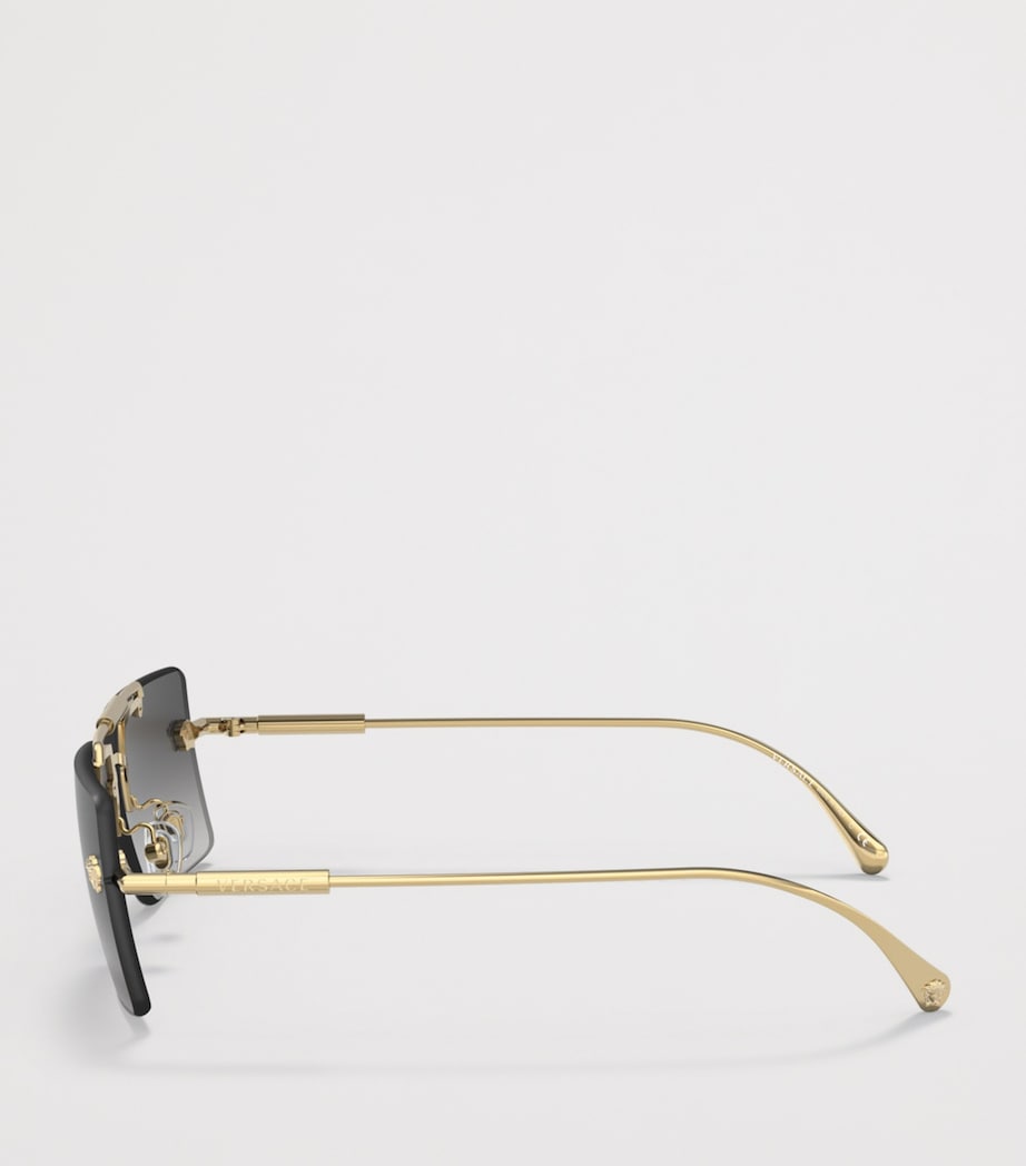 Versace Rimless Rectangle Sunglasses Gold Image 3