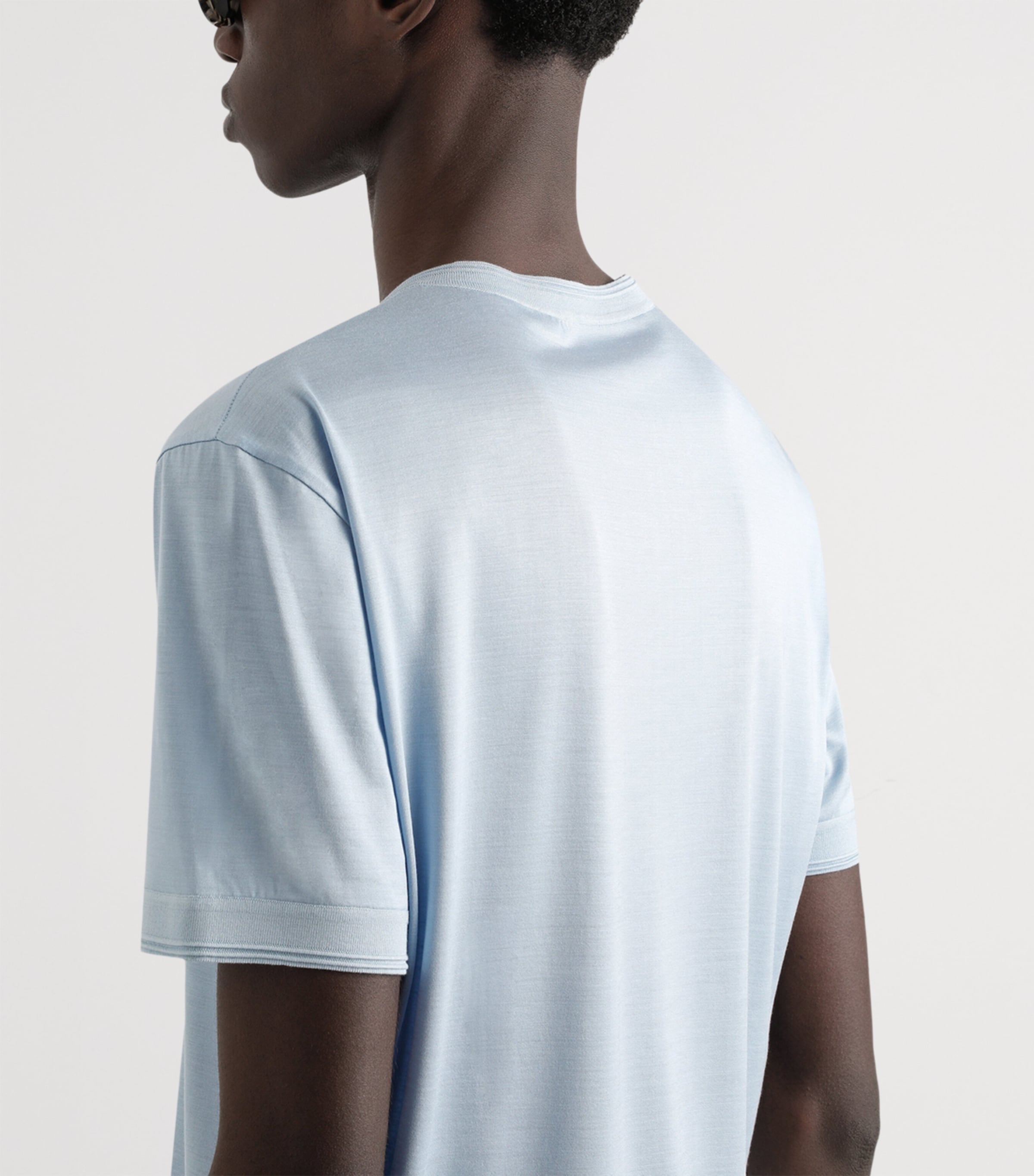 Silk T-Shirt B3784-SKY BLUE Image 5