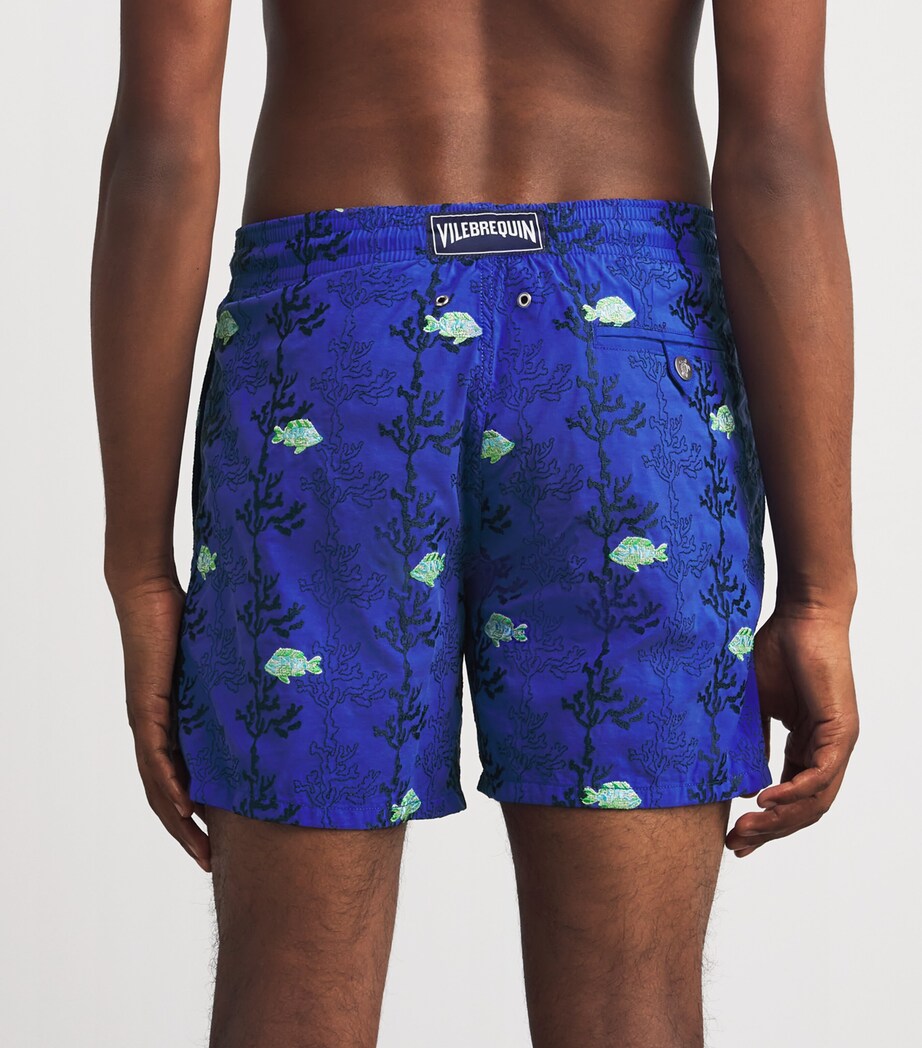Vilebrequin Mens Seaweed-Embroidered Mistral Swim Shorts Image 3