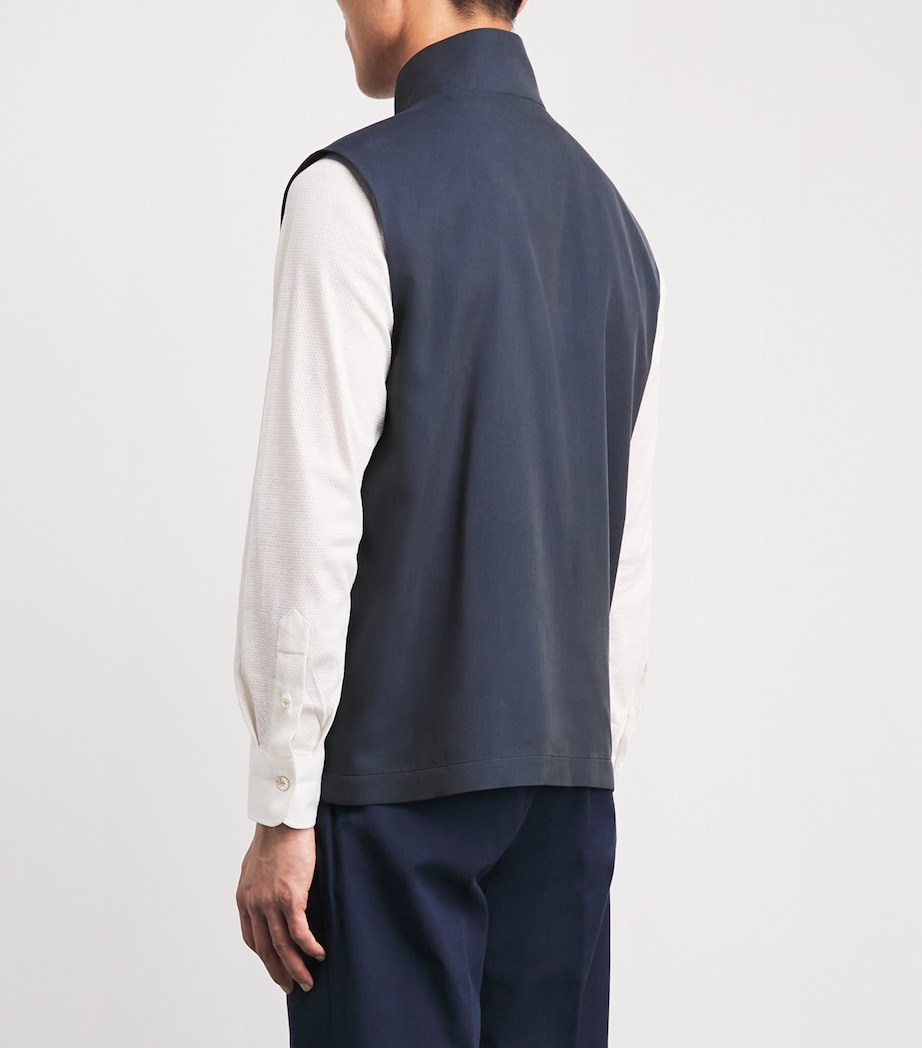 Eleventy Mens Silk Technical Gilet Blu Image 5