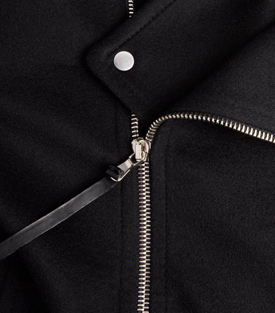 Alan Scott Mens Cashmere-Blend Biker Jacket Black Image 6