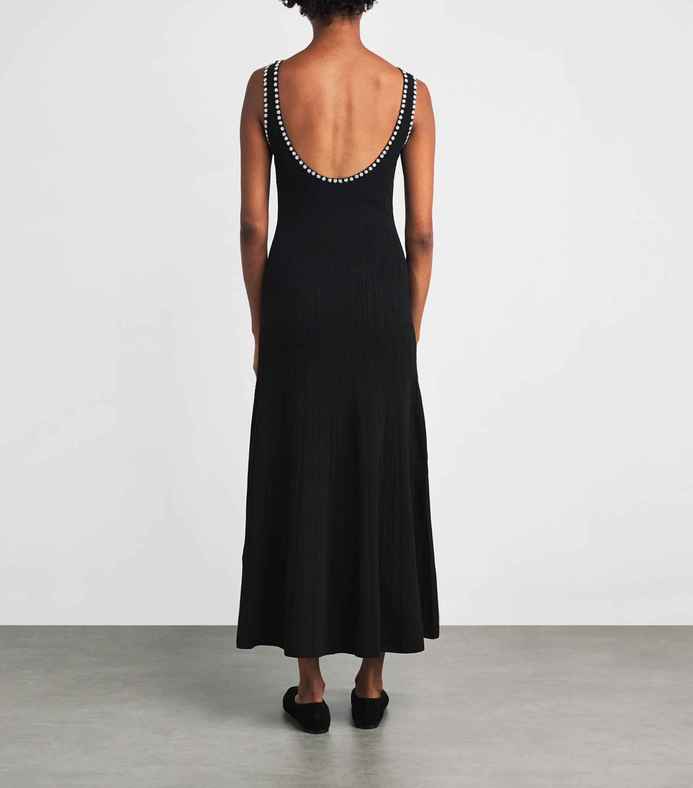 Knitted Pearl-Embellished Dress BLACK Image 3
