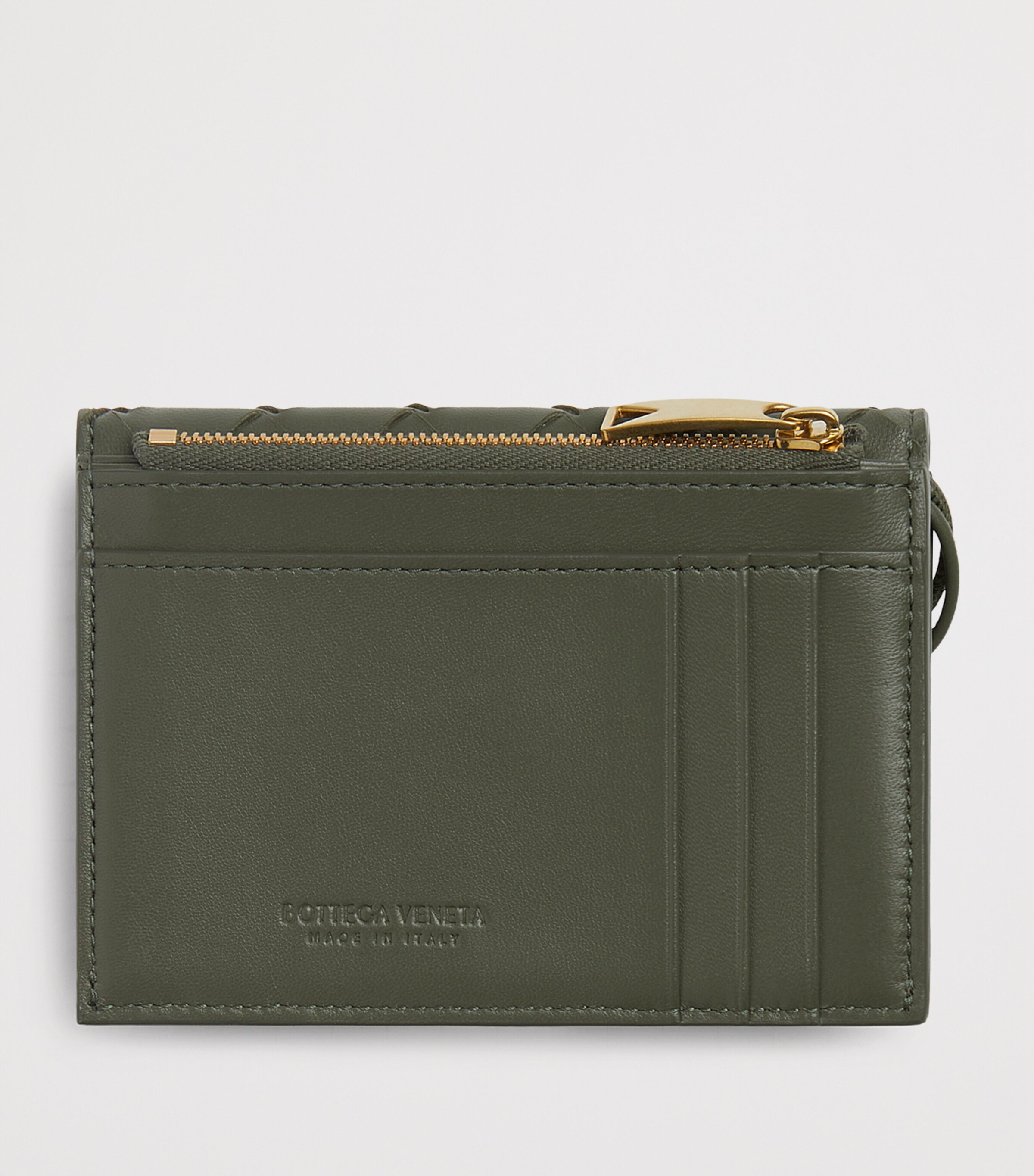 Bottega Veneta Green Leather Andiamo Zipped Card Holder | Harrods UK