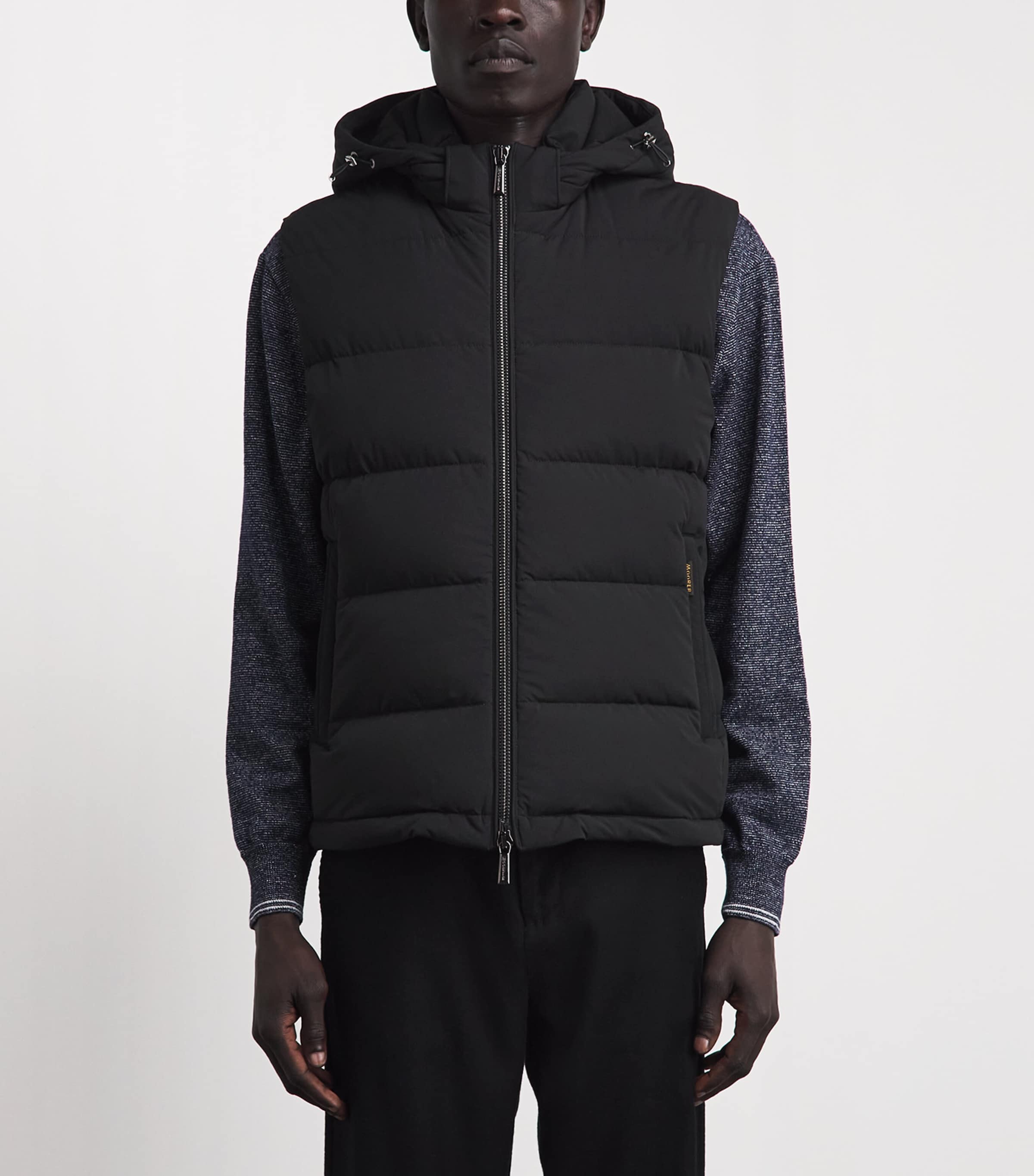 Moorer Mens Quilted Hooded Gilet Nero Image 4