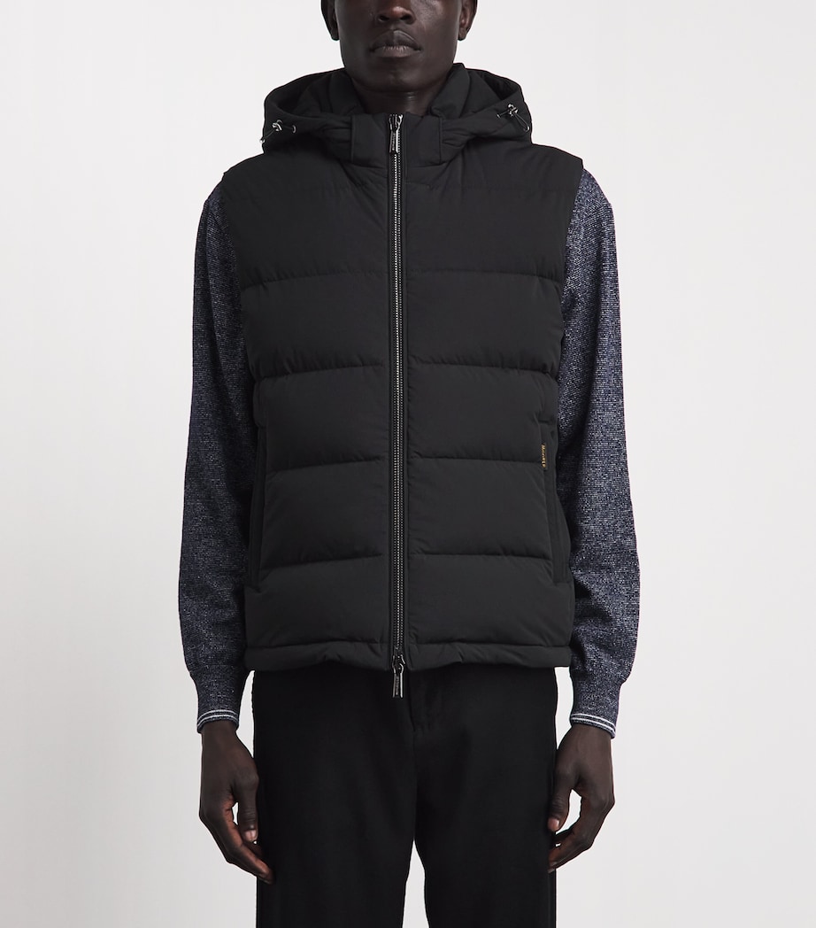 Moorer Mens Quilted Hooded Gilet Nero Image 4