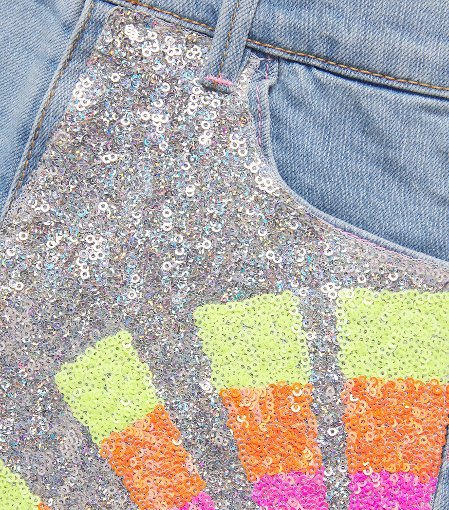 Denim Sequinned Shorts (2-12 Years) Z18 STONE BLEACH Image 4