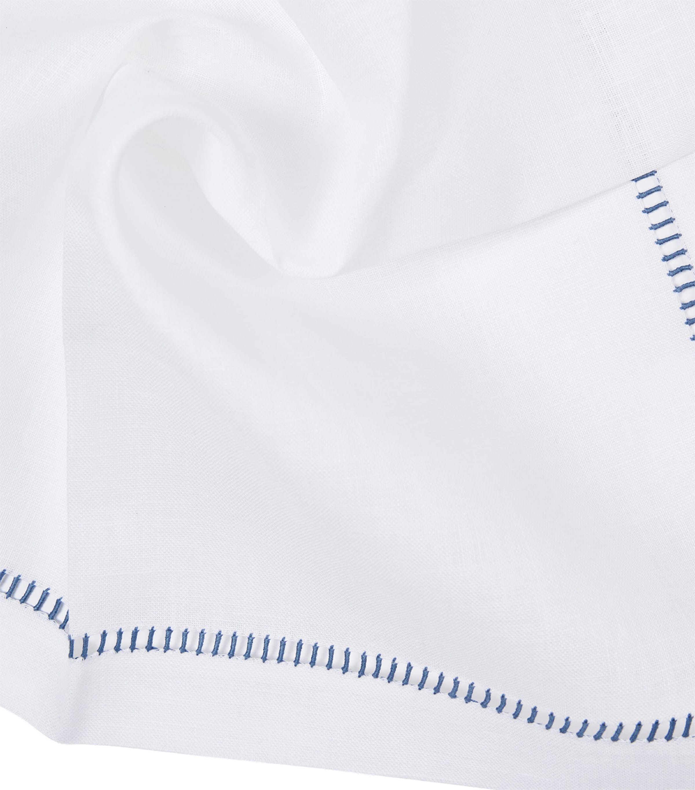Linen Ladder Napkin (50cm x 50cm) WHITE / BLUE Image 4