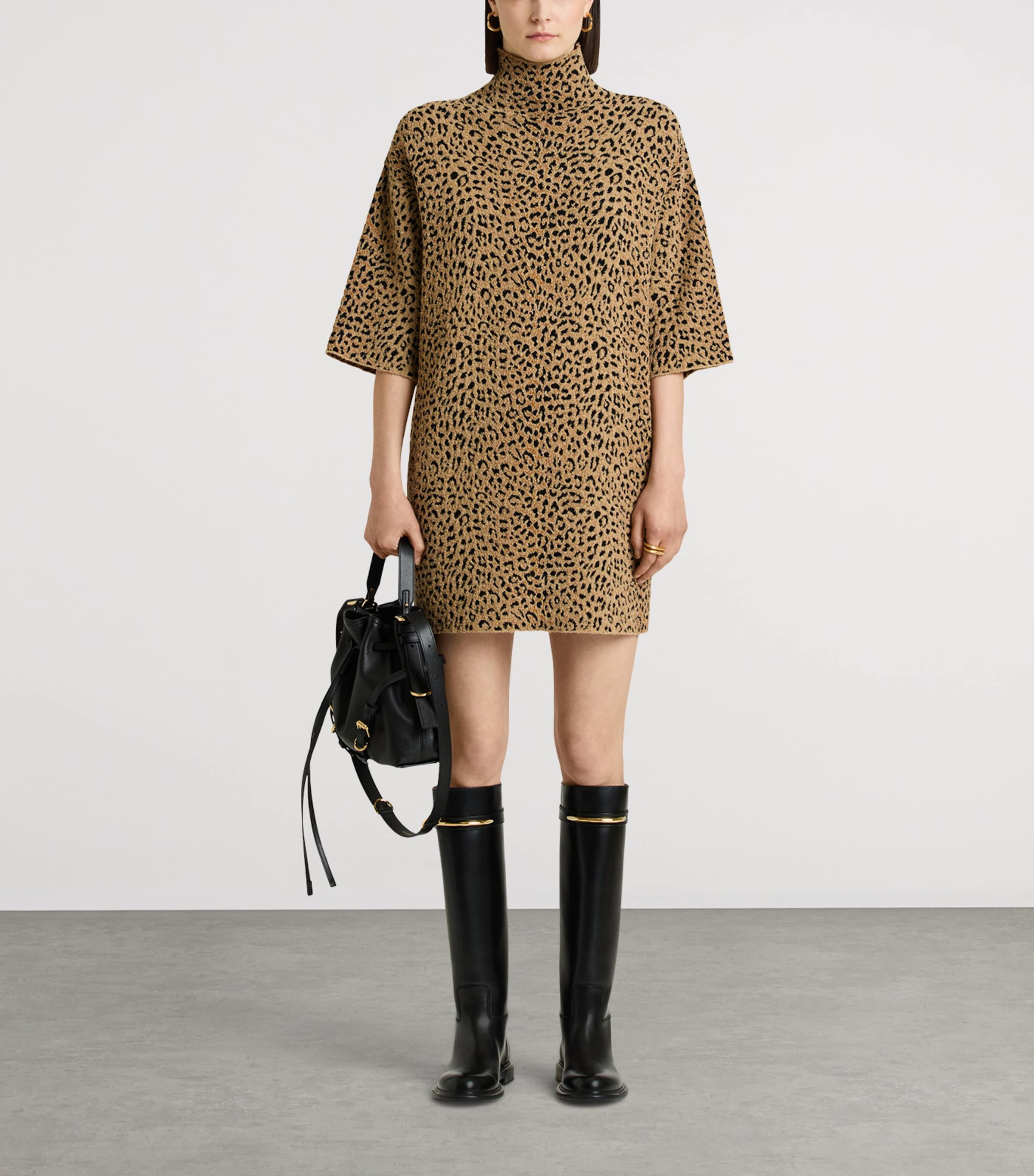Givenchy Womens Leopard High-Neck Mini Dress Image 6