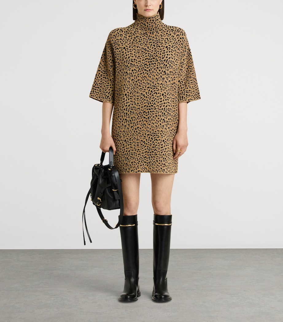 Givenchy Womens Leopard High-Neck Mini Dress Image 6