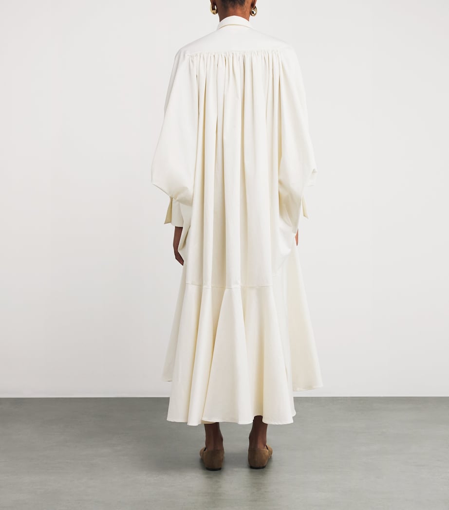 Stretch-Cotton Comfort Found Midi Dress IVORY COTTON TWILL Image 3