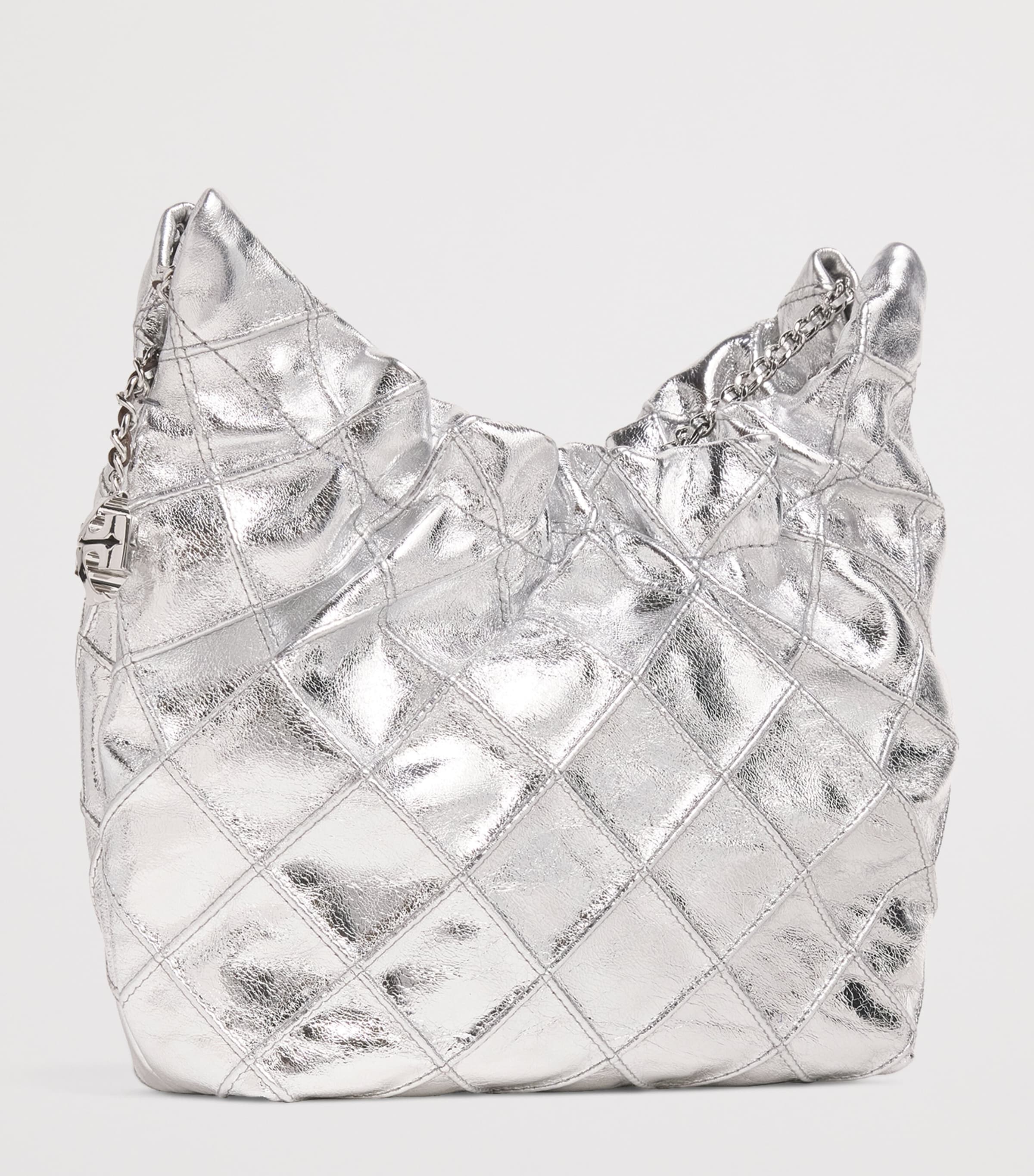 Mini Metallic Leather Fleming Shoulder bag SILVER Image 3