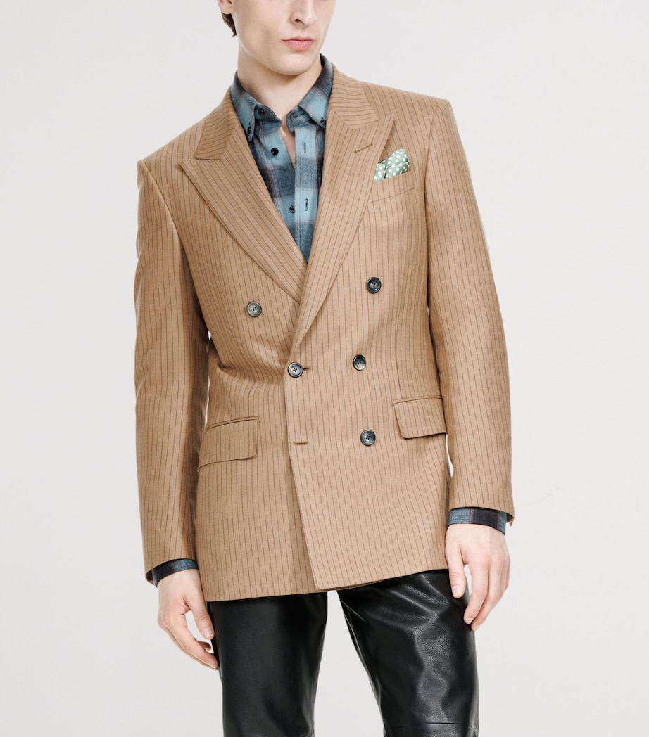 TOM FORD Mens Wool Jacquard Stripe Jacket Ebf Image 3