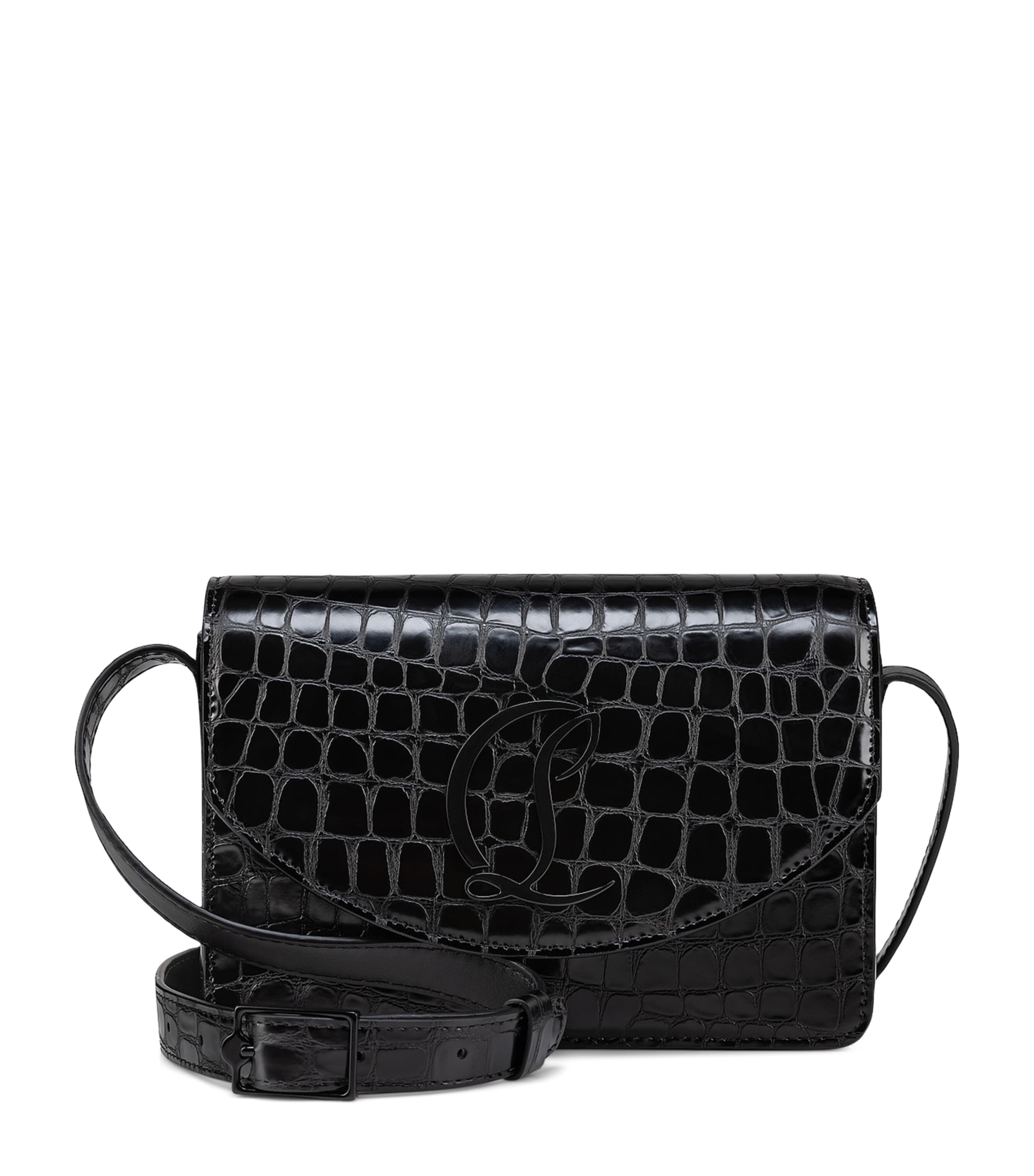 CHRISTIAN LOUBOUTIN LOUBI54 CROC-EMBOSSED LEATHER CROSS-BODY BAG 