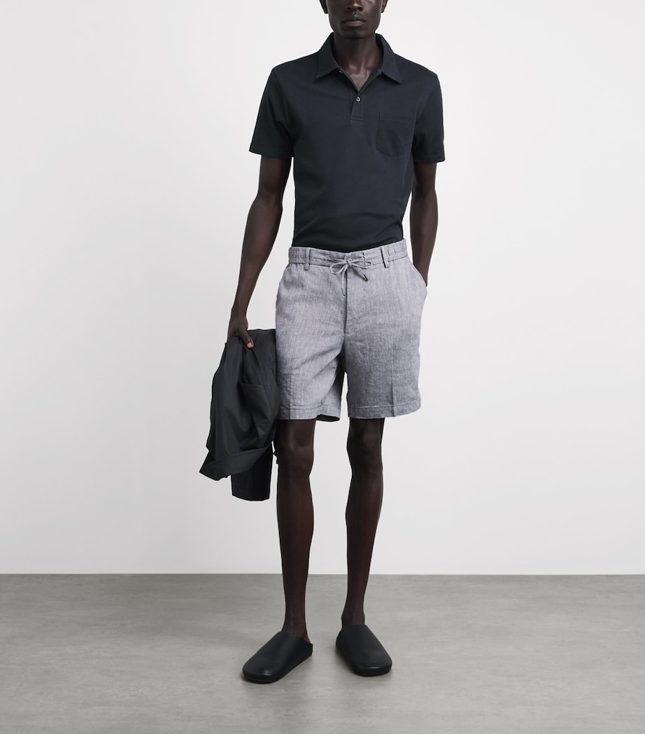 Sunspel Mens Sea Island Cotton Riviera Polo Shirt Buvn Midnight N Image 2