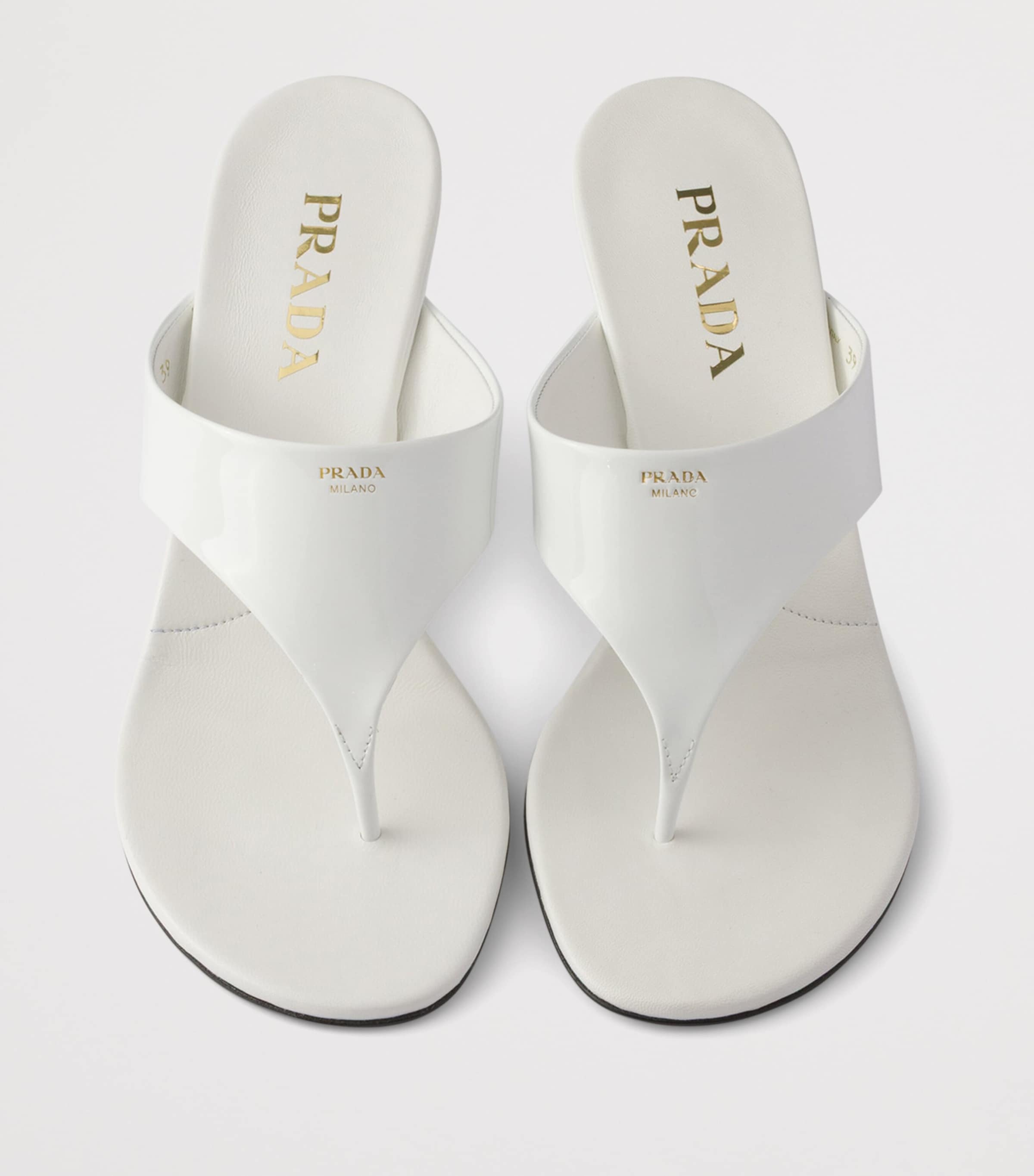 Prada Patent Leather Wedge Thong Sandals 55 Image 3