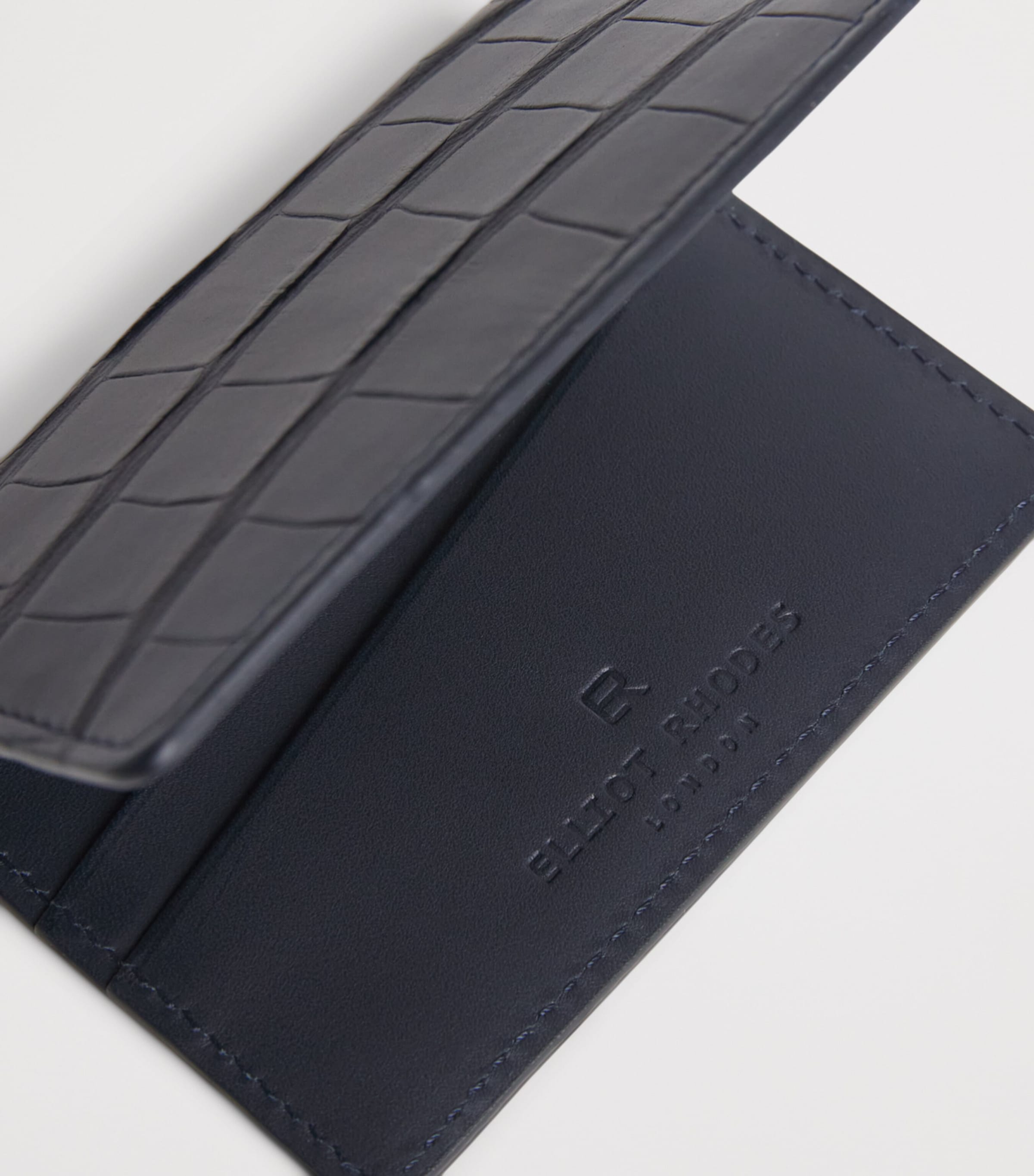 Elliot Rhodes Crocodile Leather Card Holder Navy Image 3