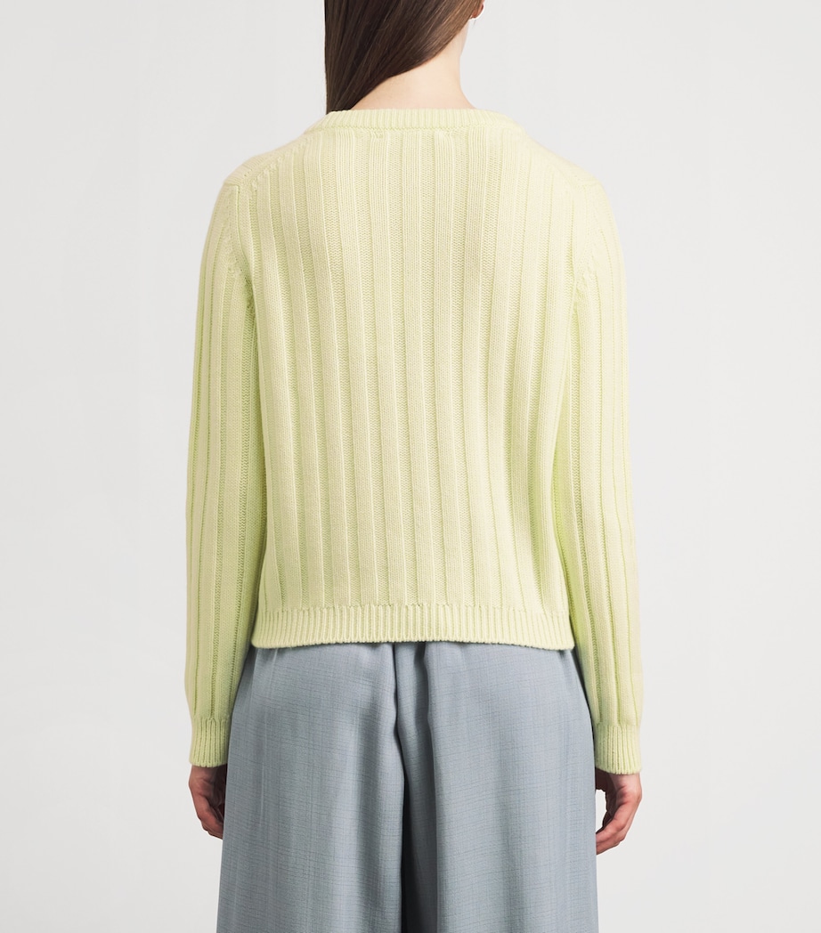 Johnstons Of Elgin Womens Cashmere Ribbed Lecht Sweater Citron Image 5