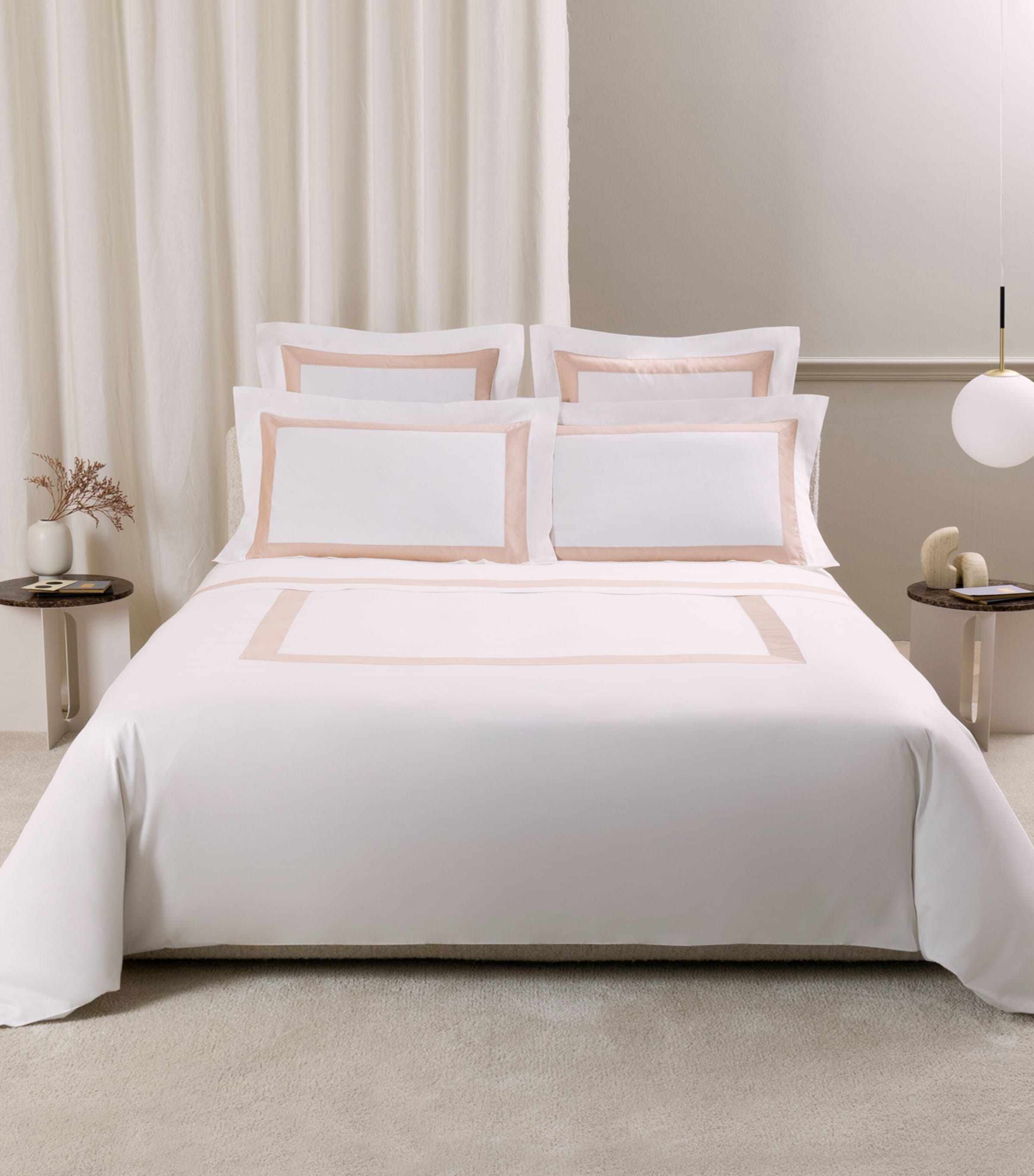 Frette Cotton Breeze Border King Sheet Set (270cm x 320cm) Milk/misty Bl Image 5
