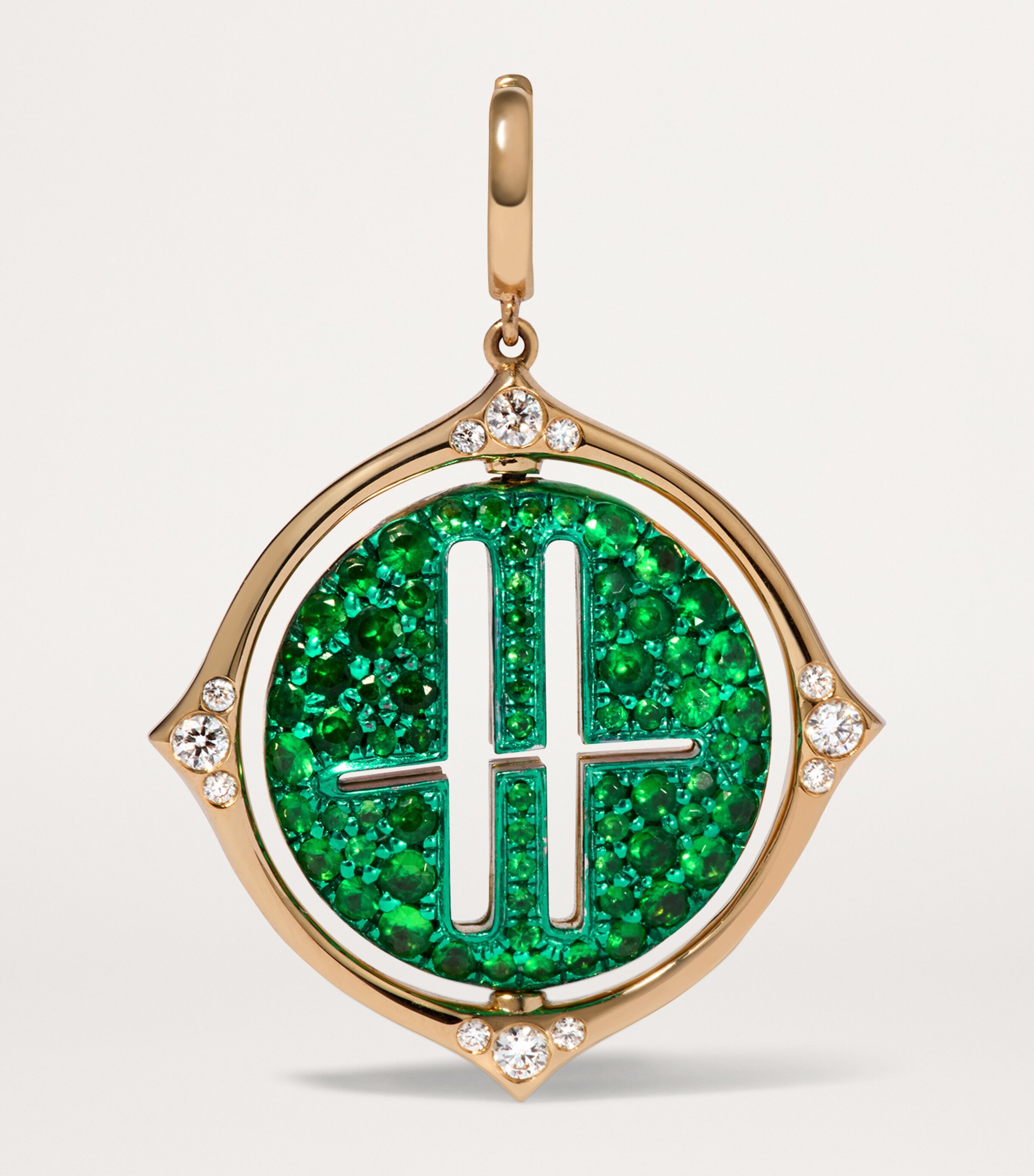 x Harrods Yellow Gold, Diamond and Tsavorite My Life in Charms Spinning Charm YELLOW GOLD Image 2
