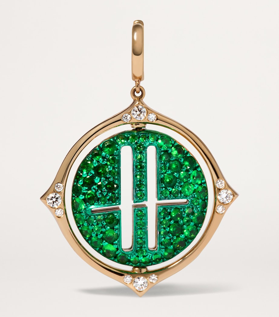 x Harrods Yellow Gold, Diamond and Tsavorite My Life in Charms Spinning Charm YELLOW GOLD Image 2