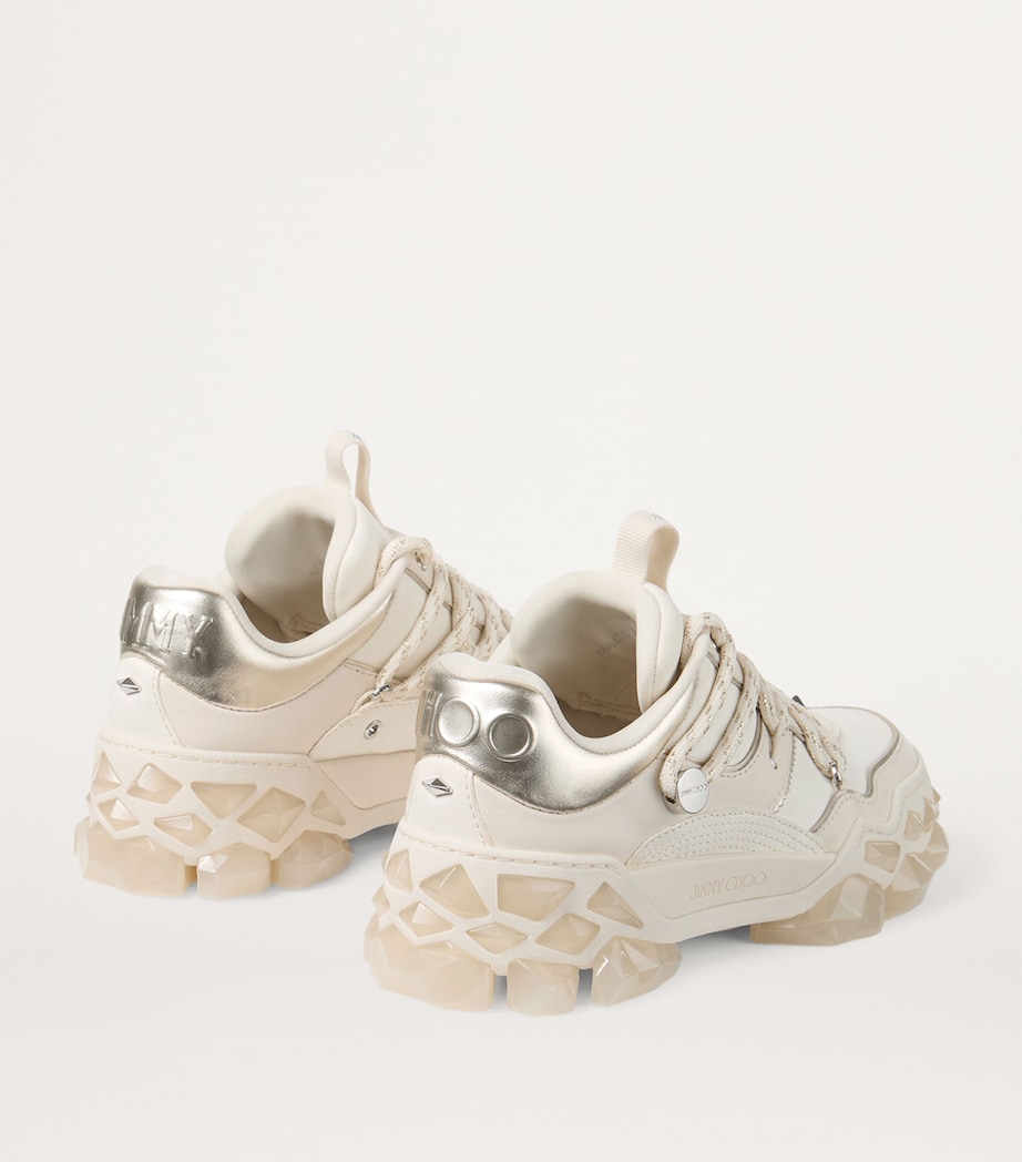 Diamond X Leather Sneakers X LATTE Image 4