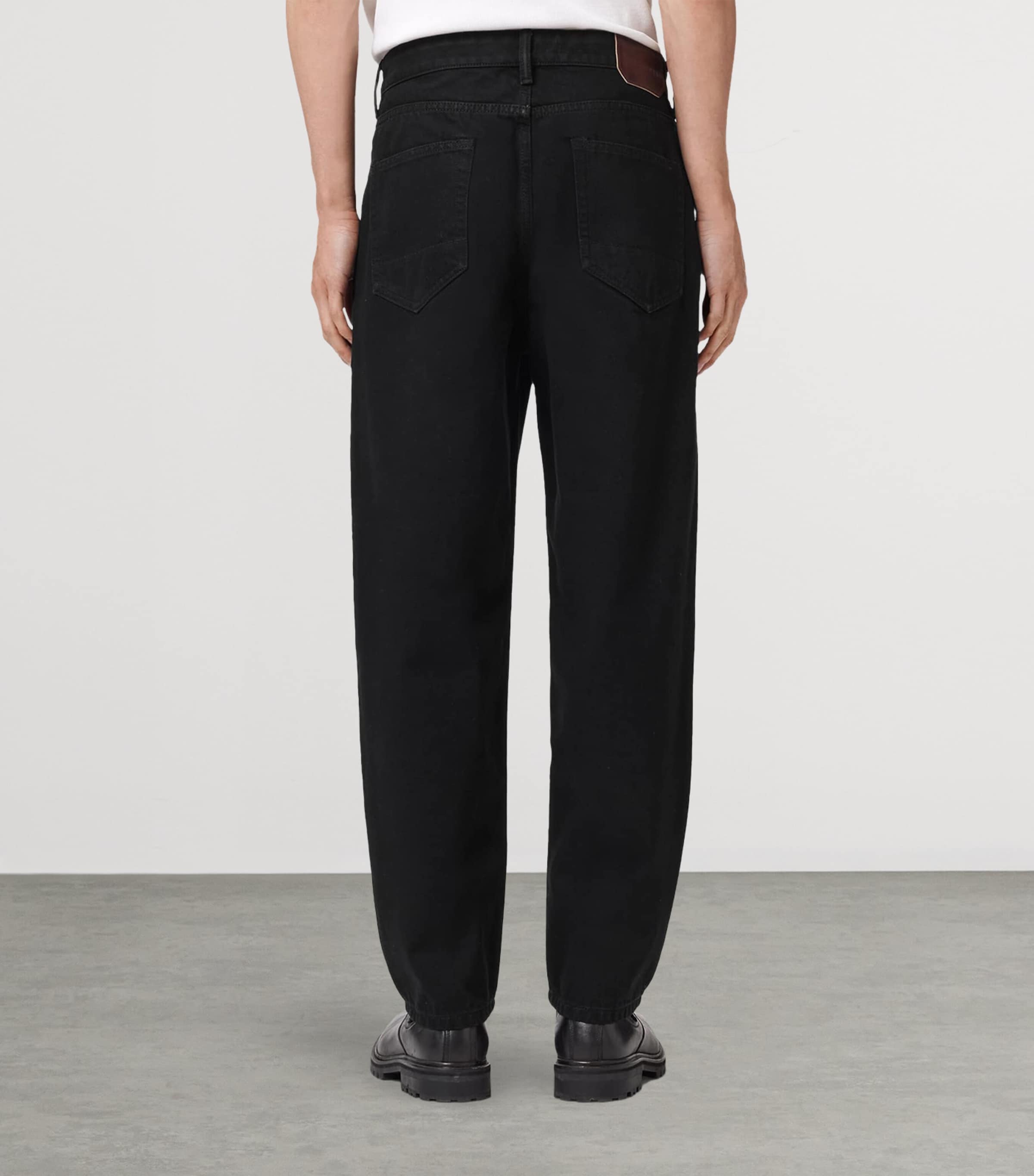 AllSaints Mens Curve Barrel-Leg Jeans Washed Black Image 4