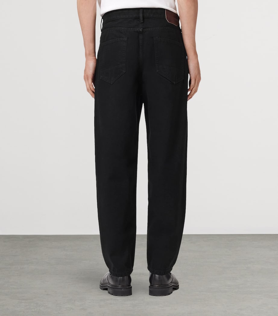 AllSaints Mens Curve Barrel-Leg Jeans Washed Black Image 4