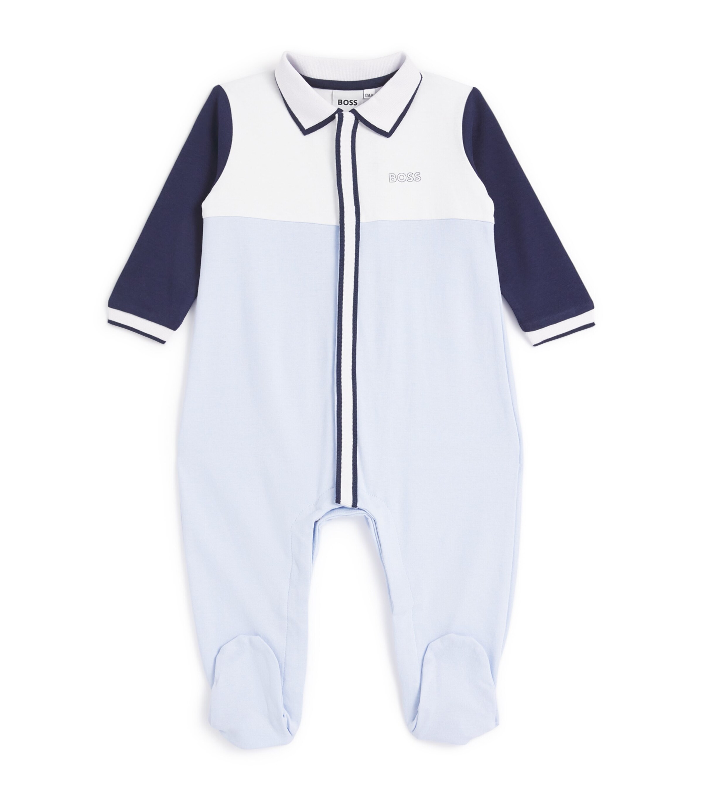 BOSS Kidswear Stretch-Cotton Logo All-In-One (1-18 Months) Pale Blue Image 1