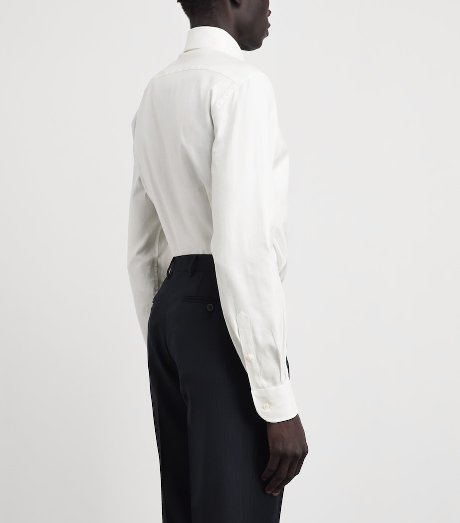 Corneliani Mens Cotton Herringbone Shirt Optical White Image 5