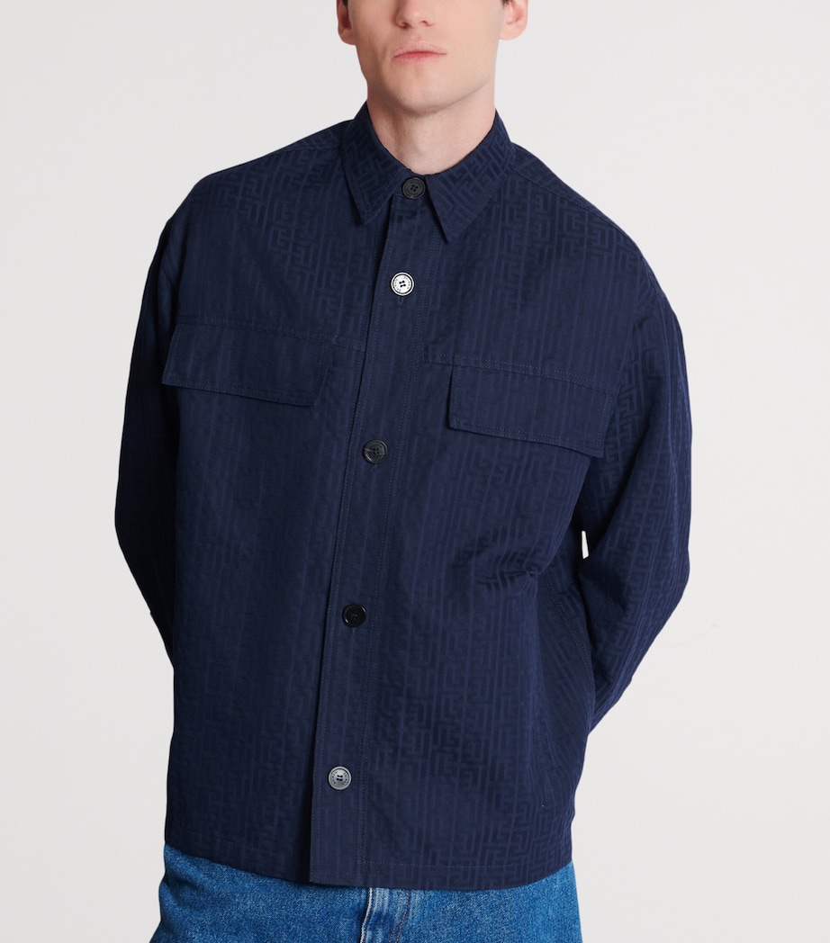Cotton Monogram Jacquard Overshirt 6UB MARINE Image 5