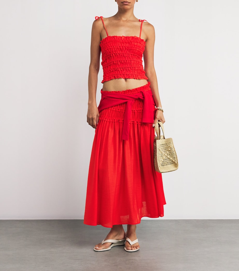 Smocked Top DEEP POPPY Image 2