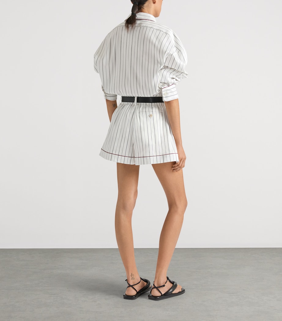 Givenchy Womens Cotton-Silk Stripe Shorts Grey/white Image 3