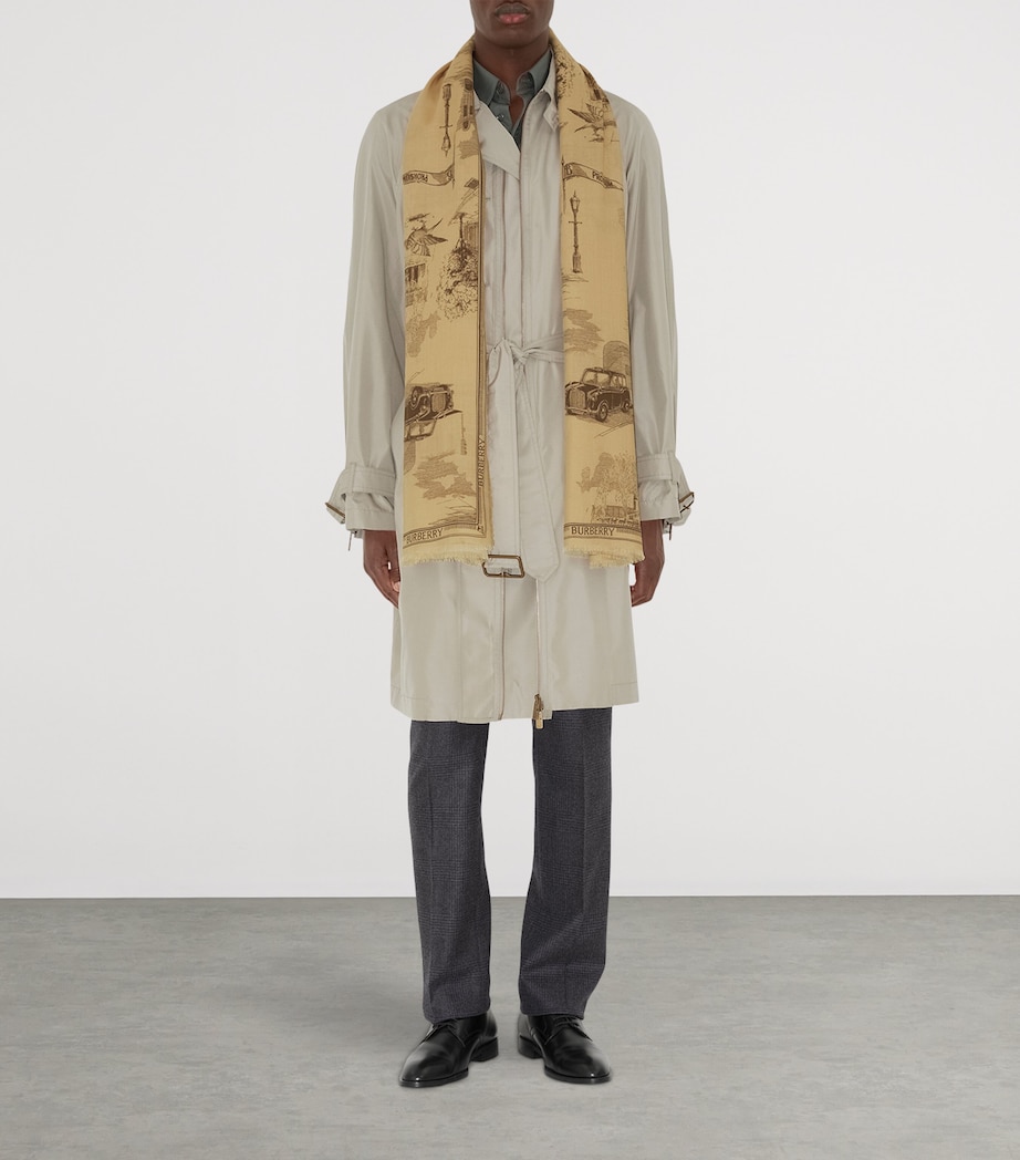 Silk-Wool London Landmarks Scarf SAND Image 5