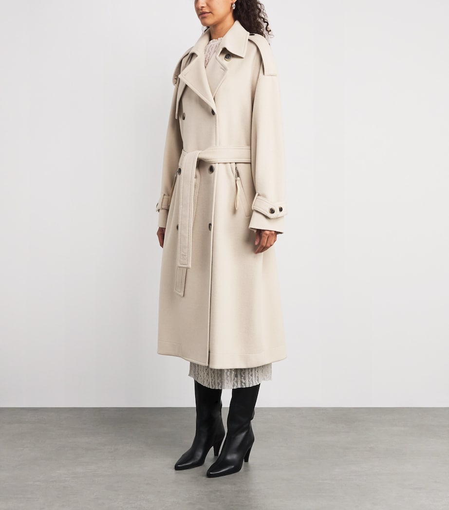 Virgin Wool Double-Breasted Coat CREAM Image 3