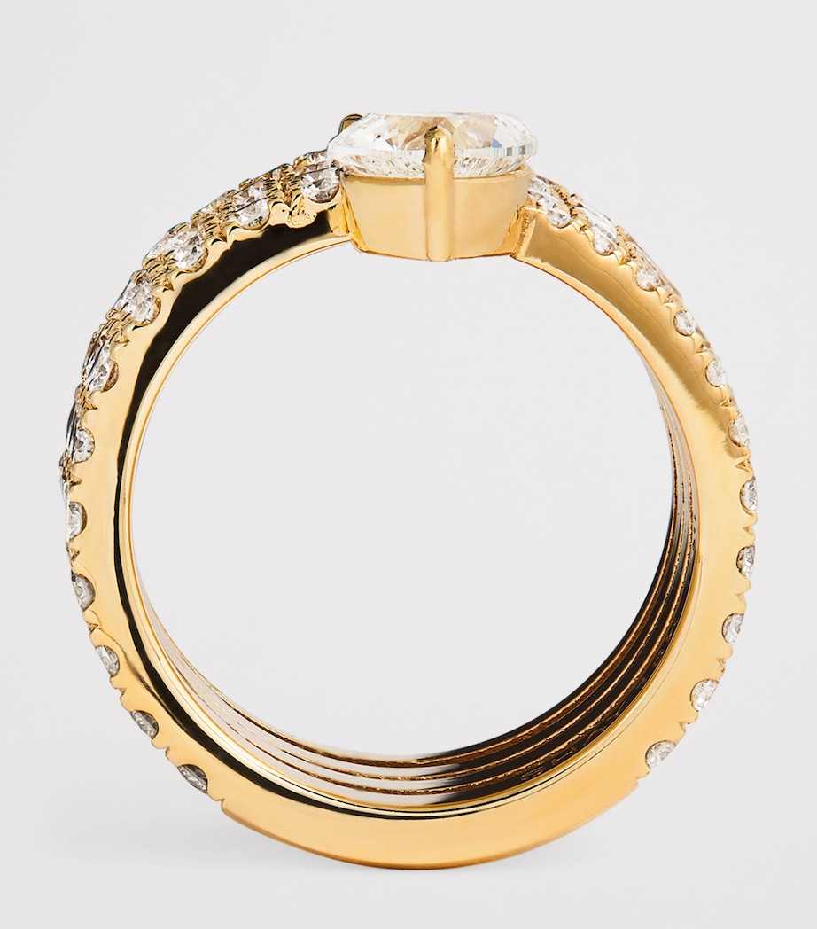 Yellow Gold and Diamond Swirl Pinky Ring YELLOW GOLD Image 3