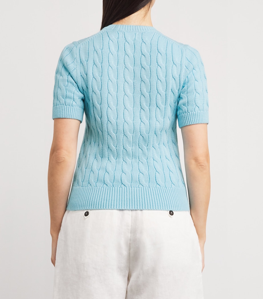 Cotton Cable-Knit Cardigan ACADIA BLUE Image 4