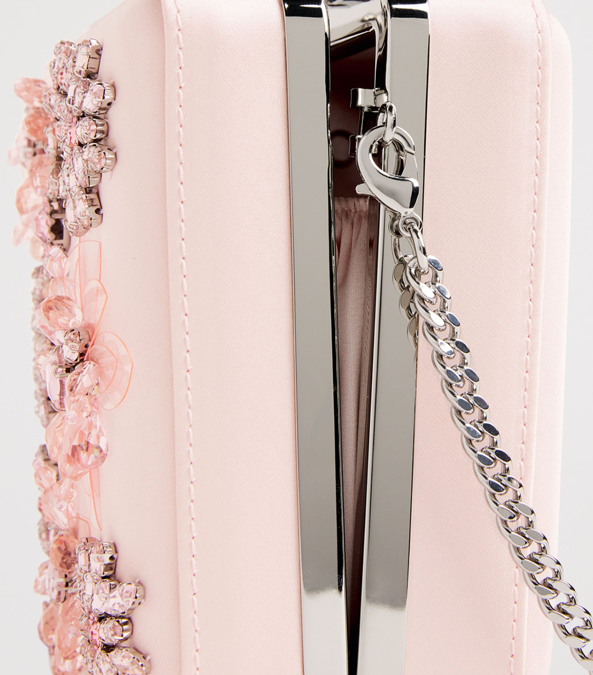 Mini Satin Crystal-Embellished Top-Handle Bag PINK Image 6