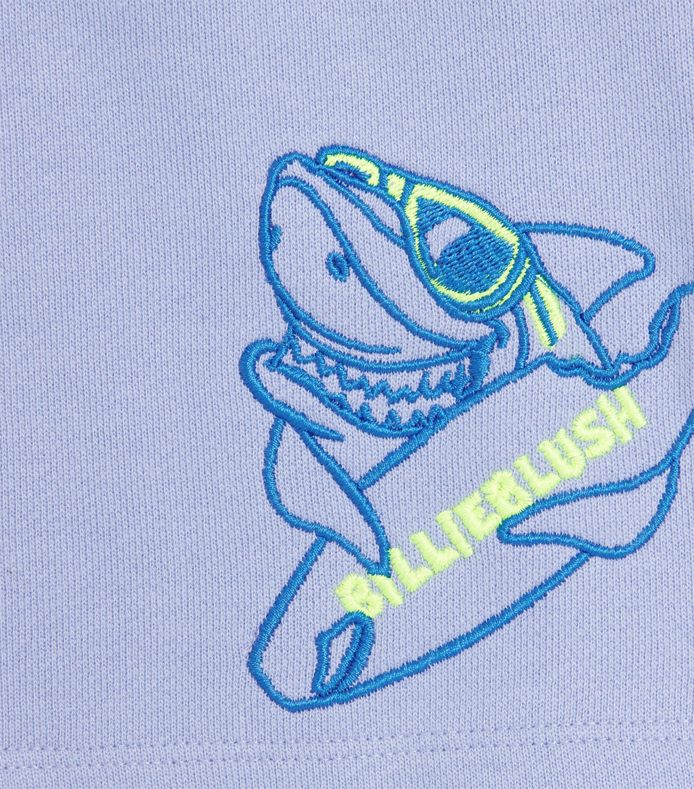 Cotton Embroidered Sweat Shorts (4-10 Years) 81SANGEL BLUE Image 4