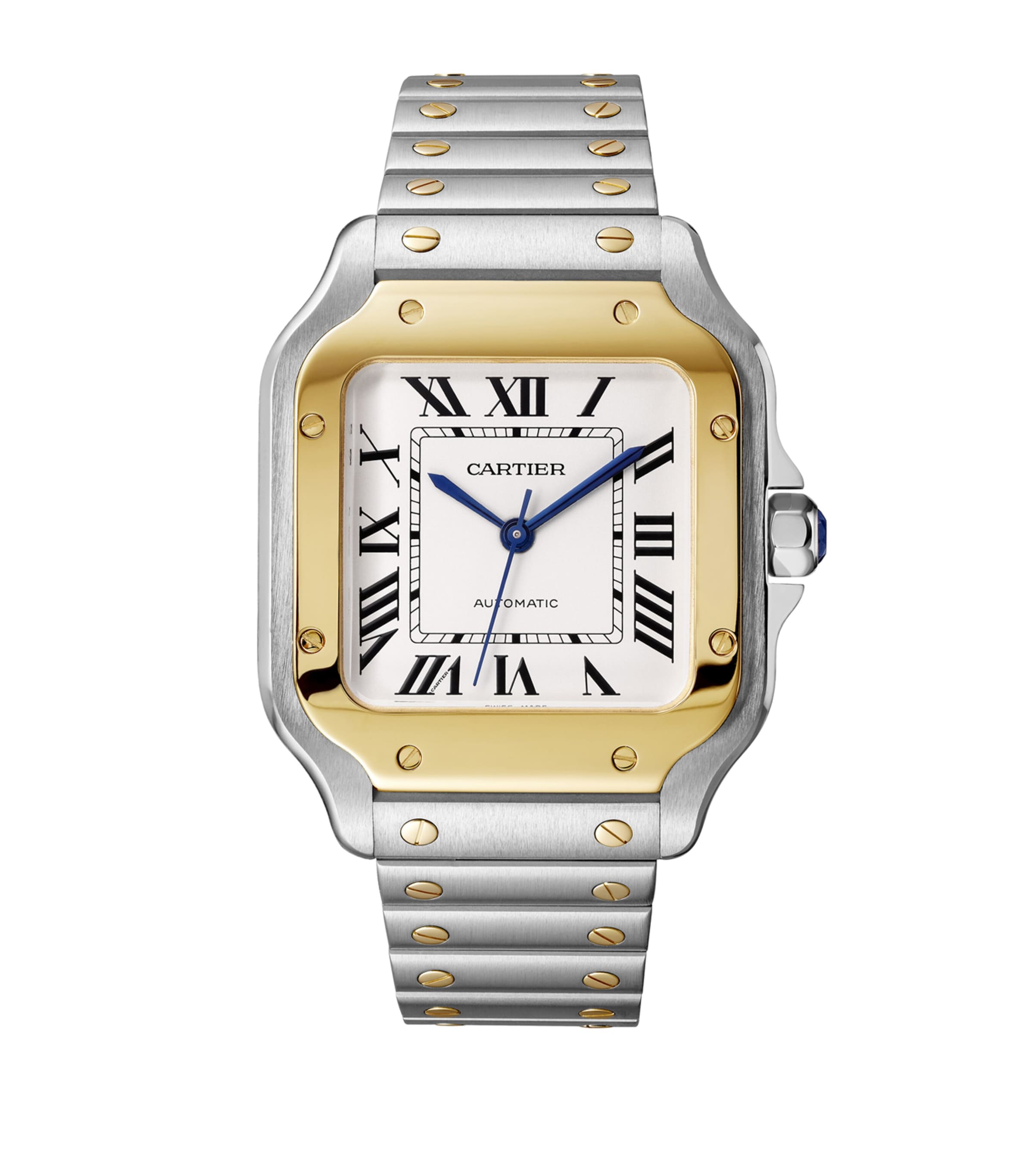 Cartier Yellow Gold and Stainless Steel Santos de Cartier Watch 42mm Grey