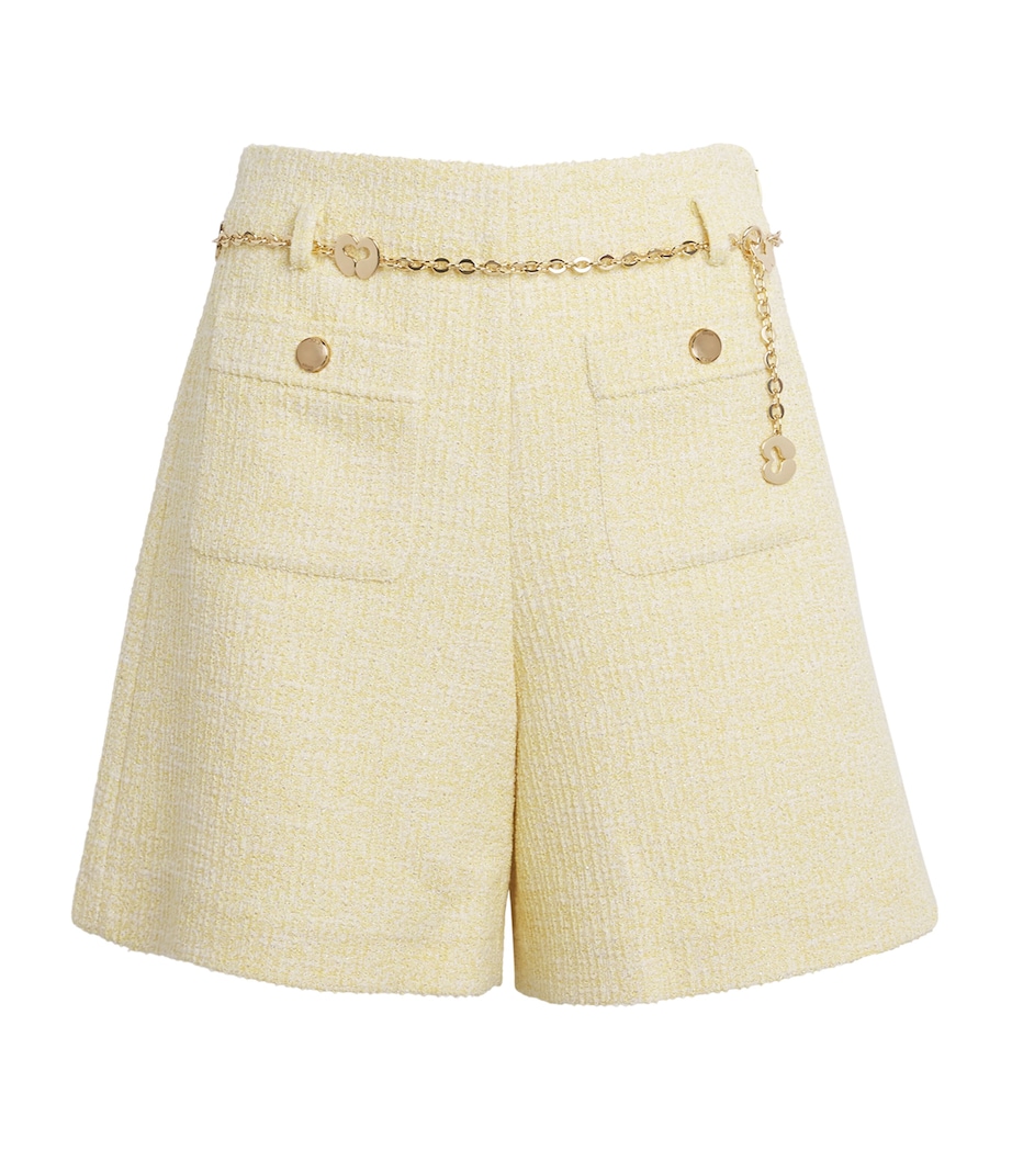Maje Womens Tweed Belt-Detail Shorts Pale Yellow Image 1