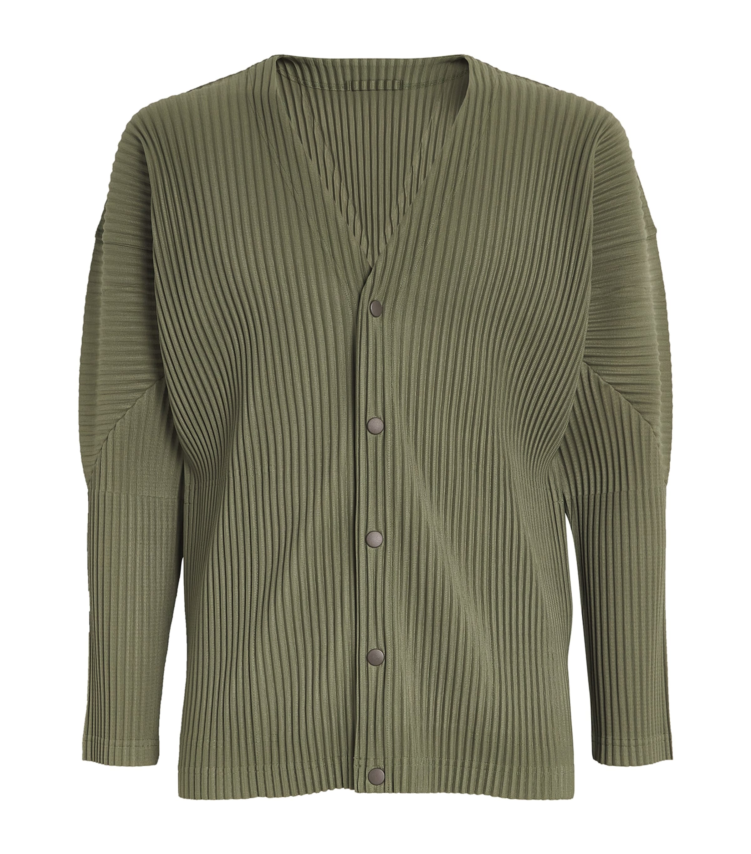 Issey Miyake Pleated Cardigan In Green