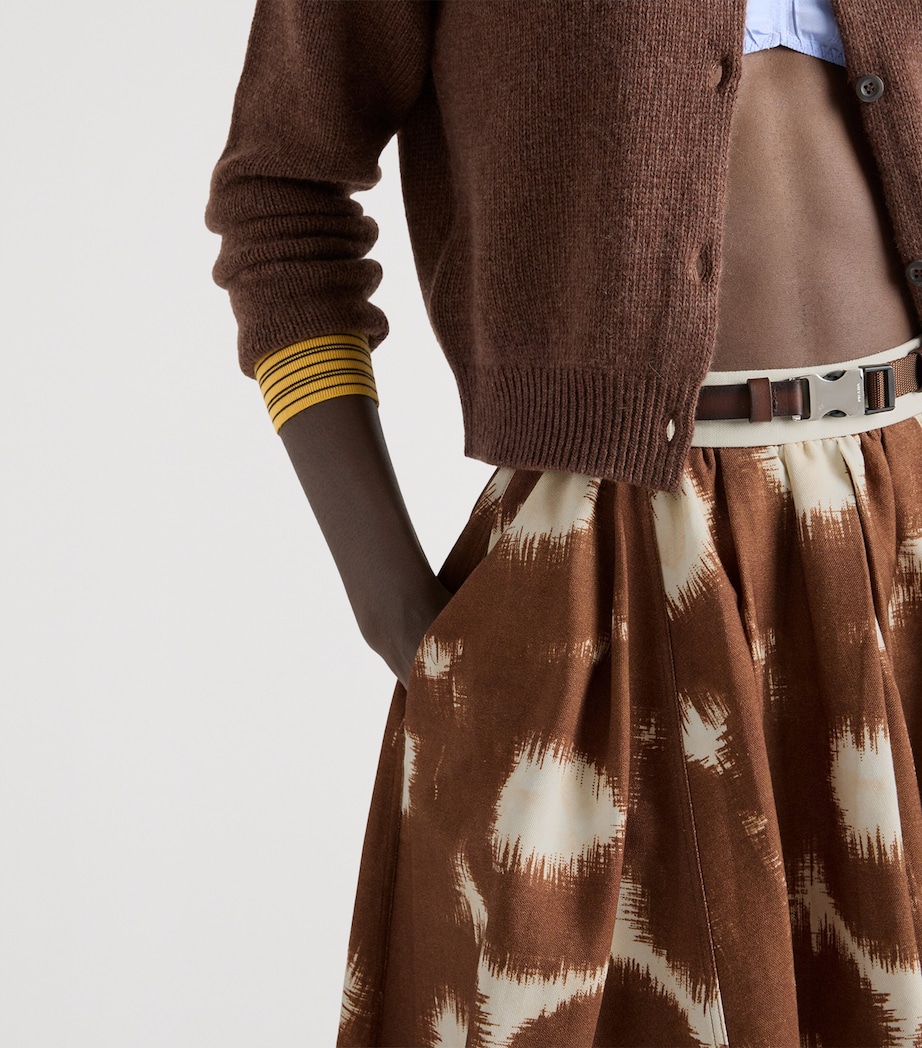 Prada Womens Cotton Printed Midi Skirt Image 5
