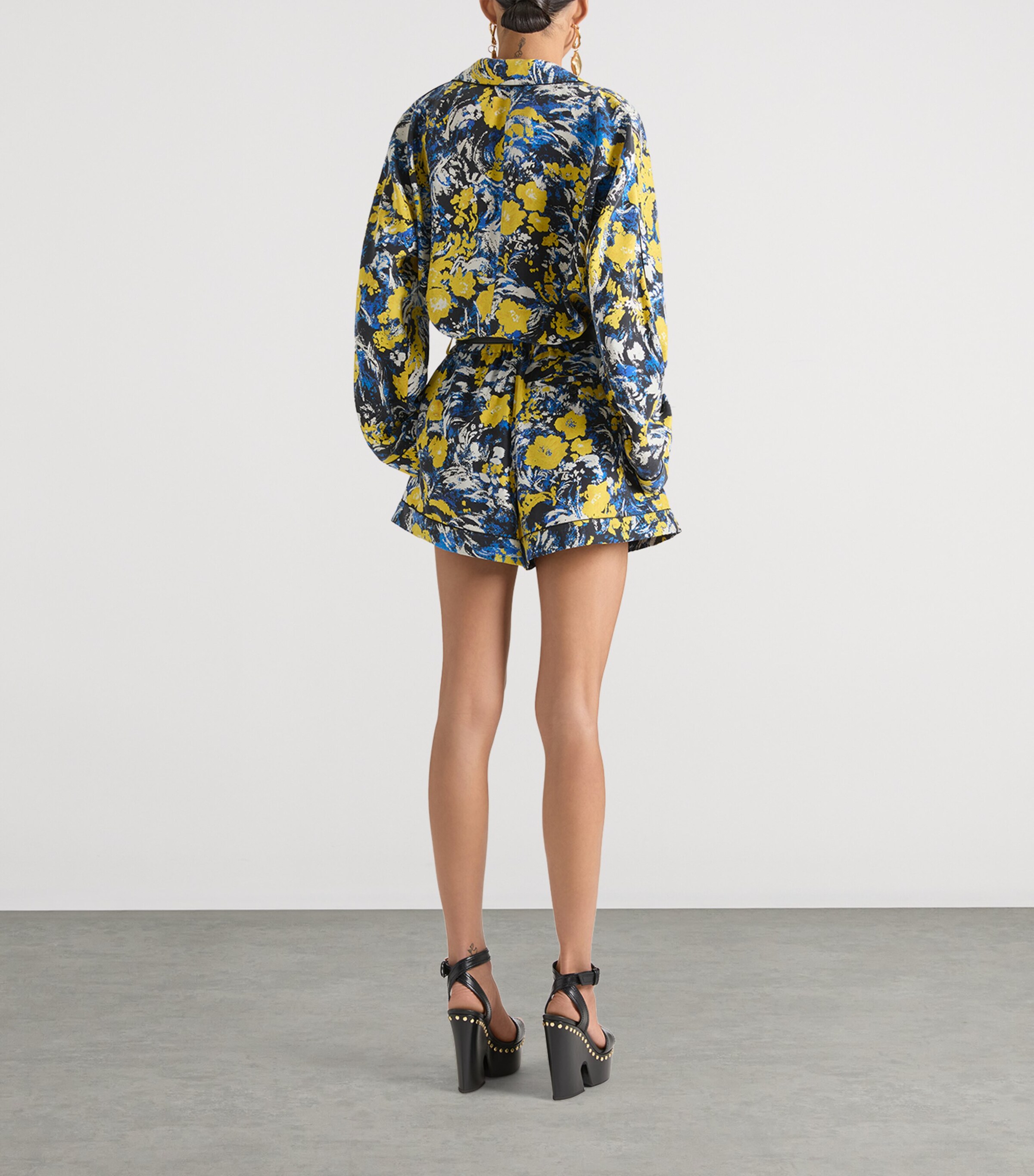 Givenchy Womens Viscose Floral Print Pyjama Shirt Blue/yellow Image 3
