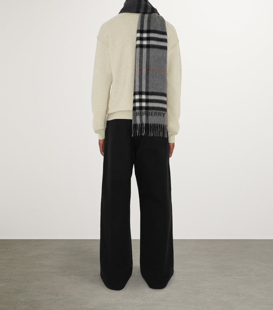 Cashmere Contrast Check Scarf GREY / CHARCOAL Image 5
